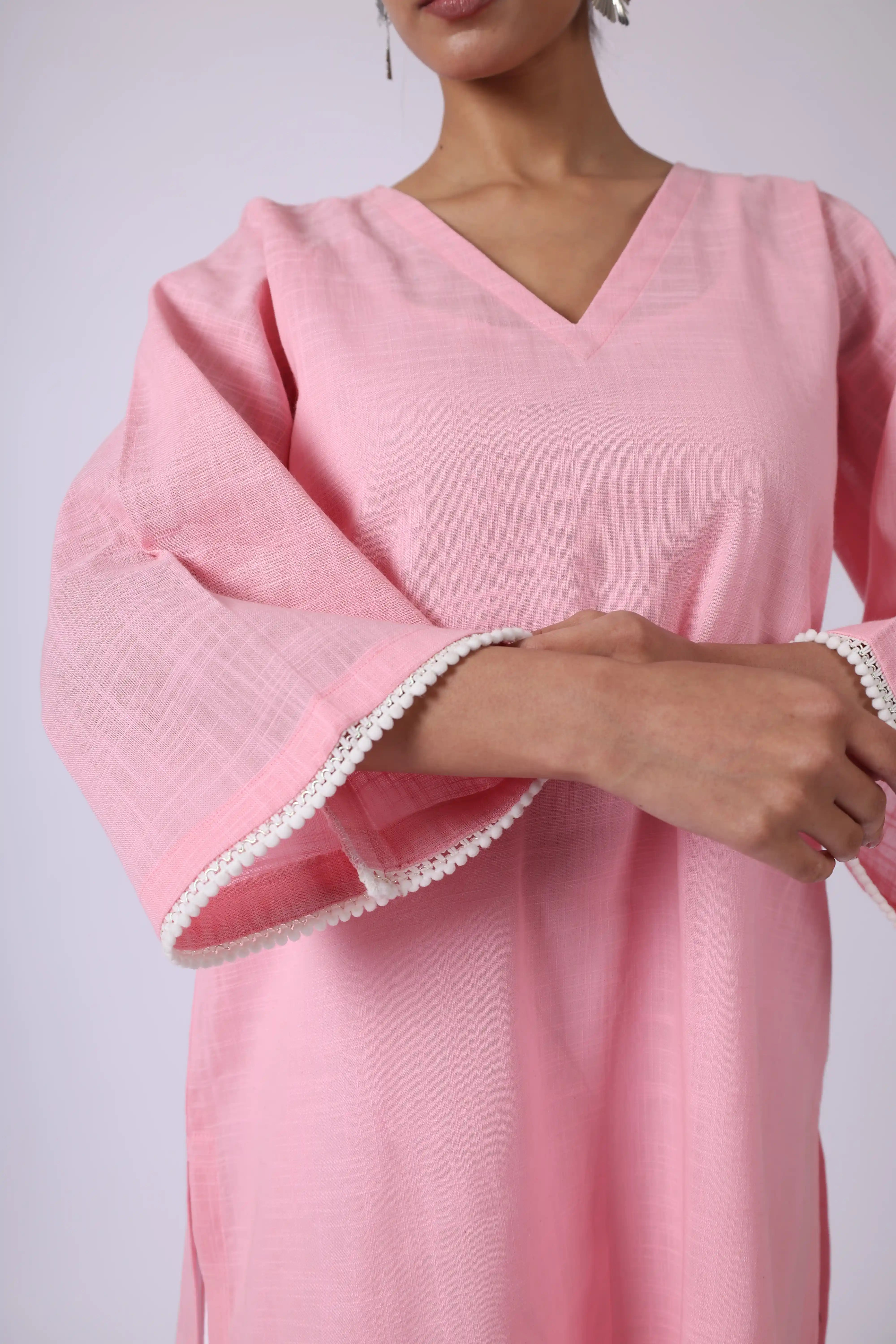 Peony- Pink Cotton- Slub Kurta