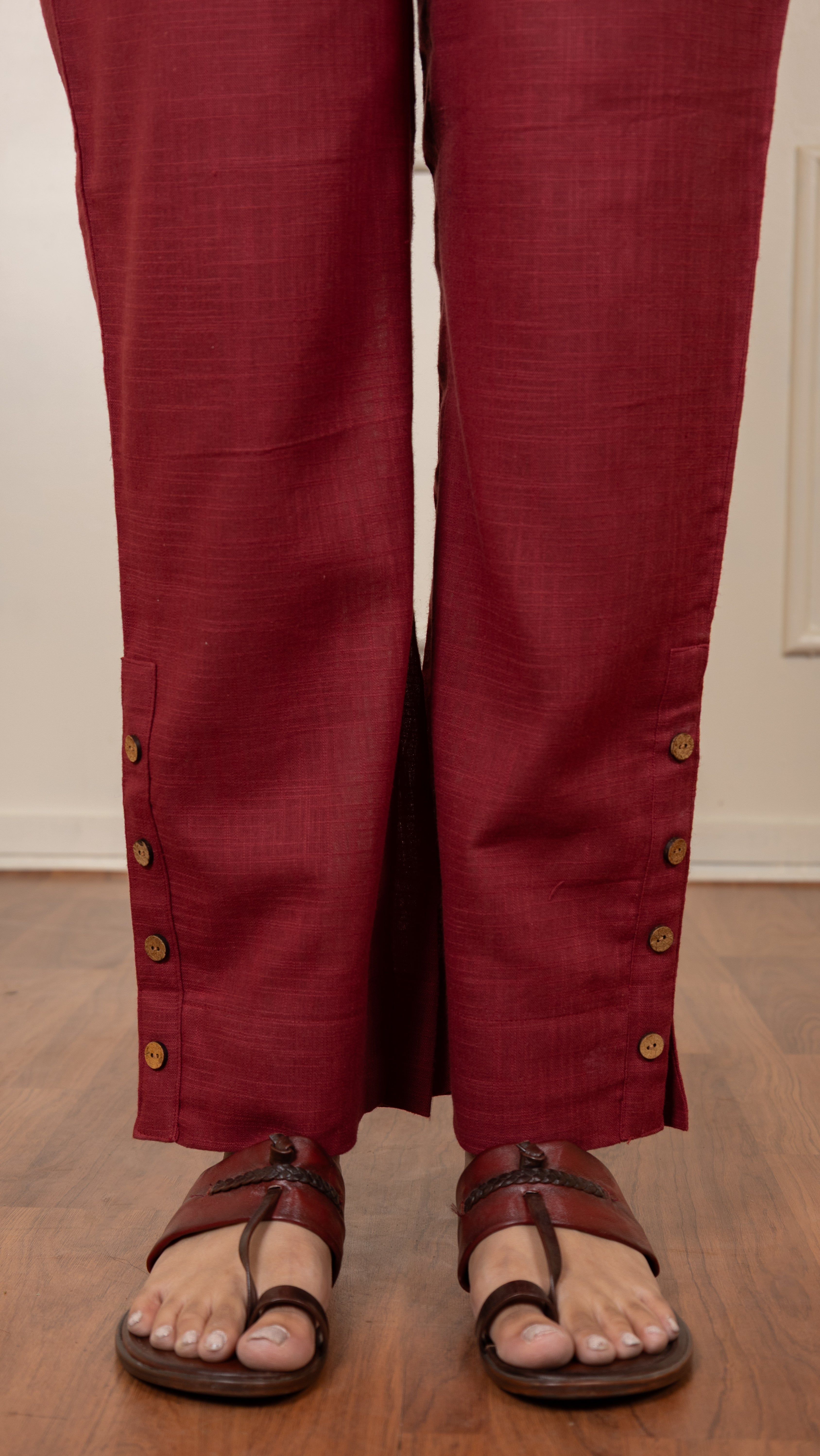 Very Berry - Maroon Cotton Slub Pants