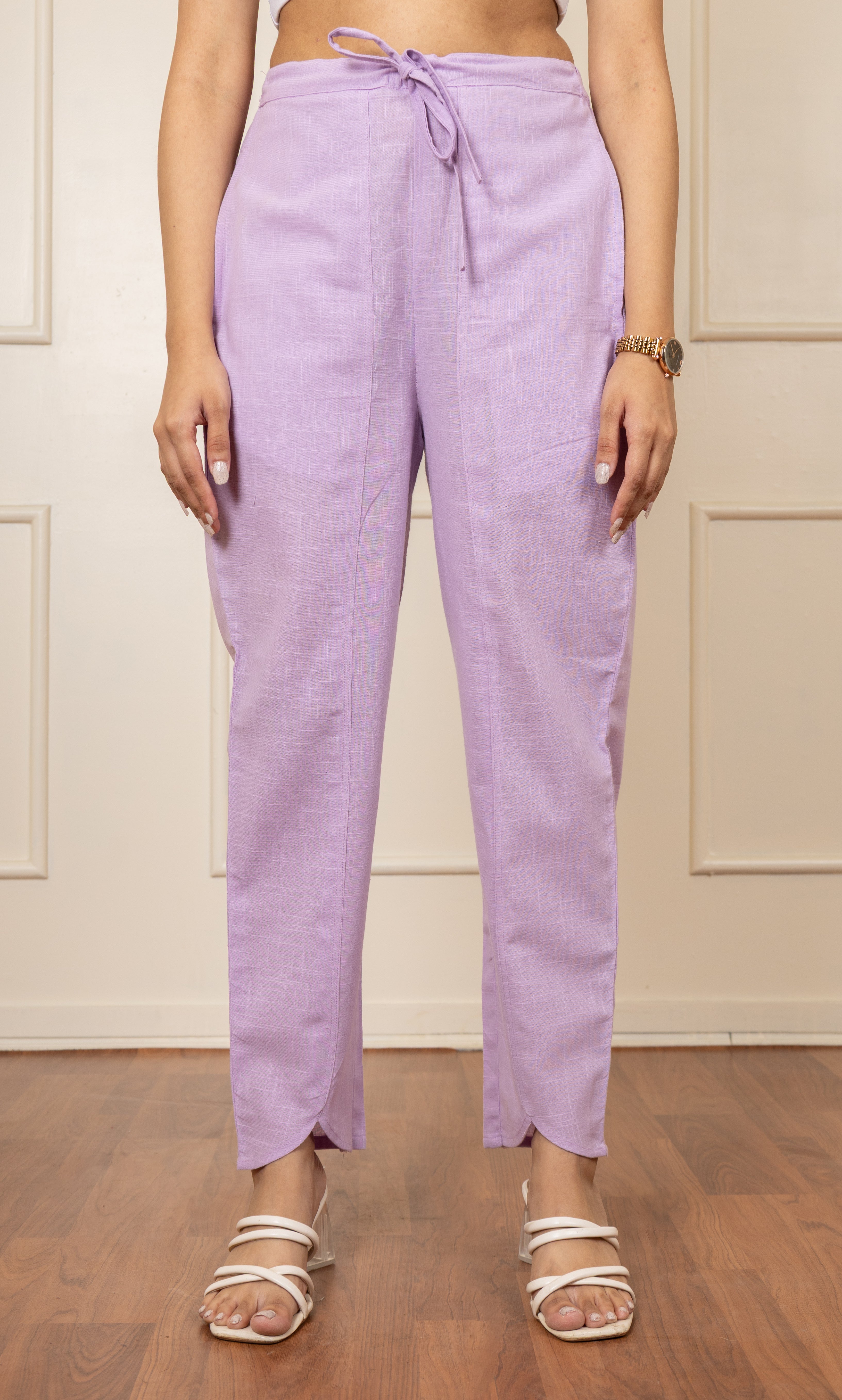 ''Lavender''  Mauve Cotton slub pants