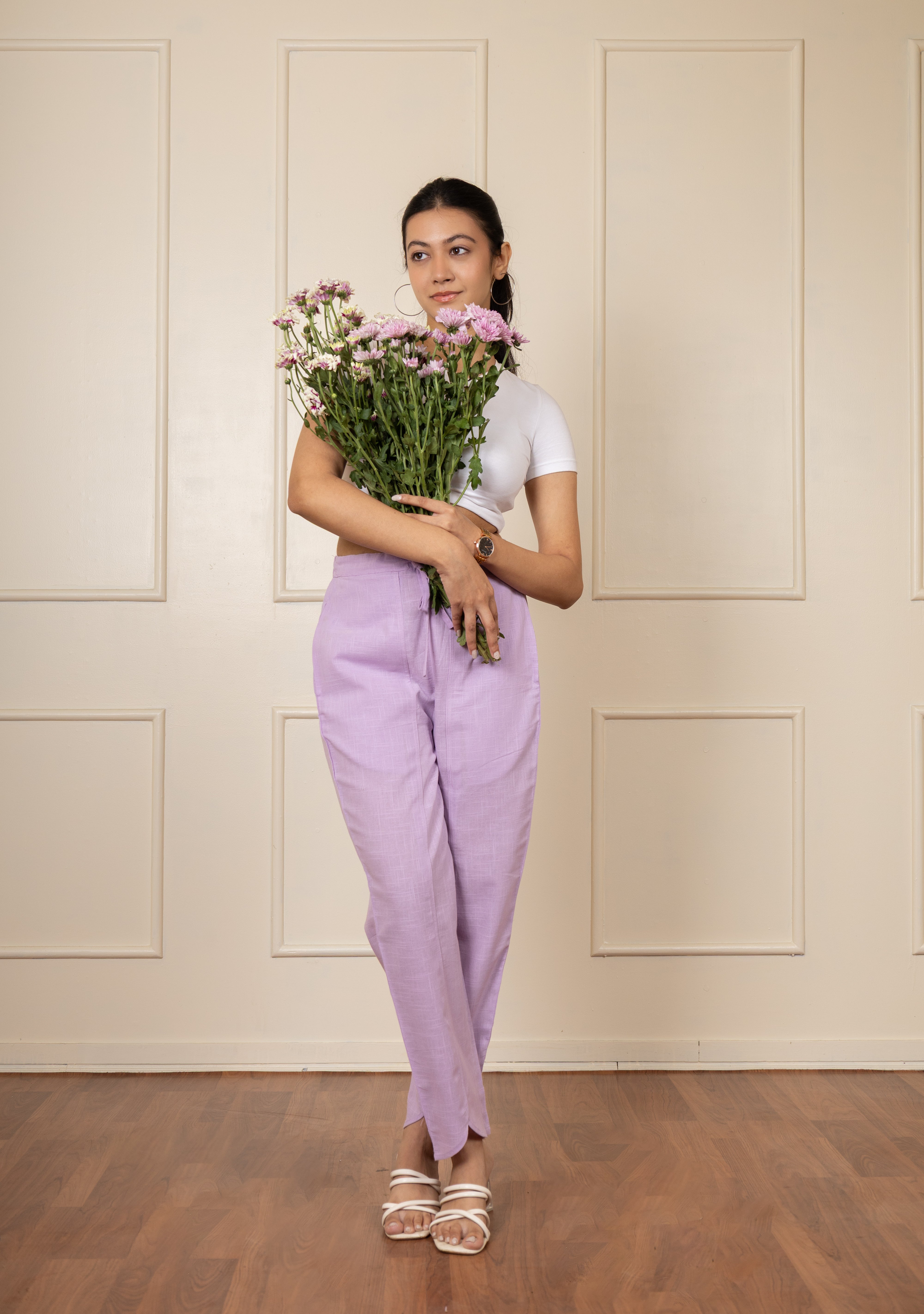 ''Lavender''  Mauve Cotton slub pants