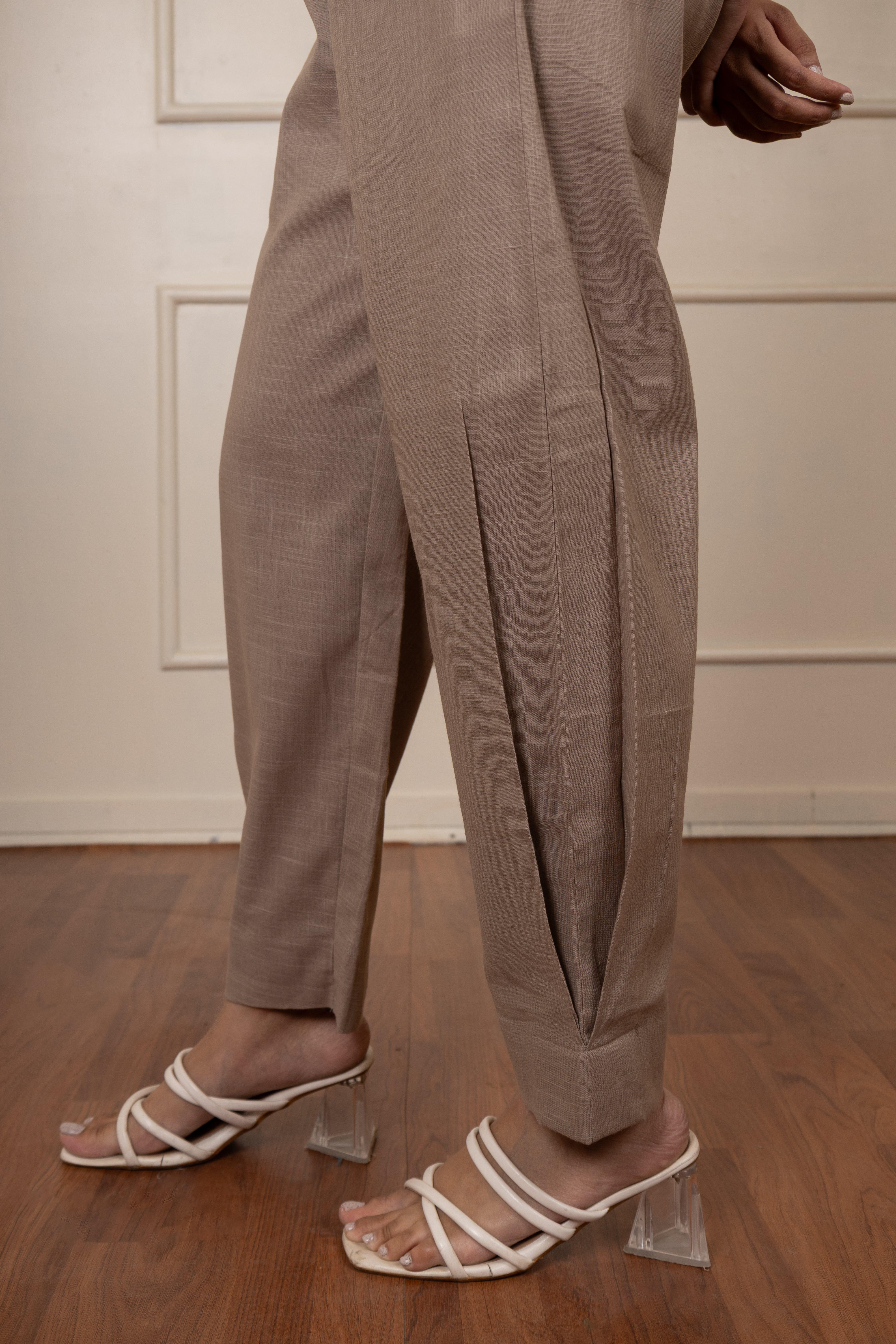 '' Ramgarh'' Ash Brown Cotton- Linen Pants