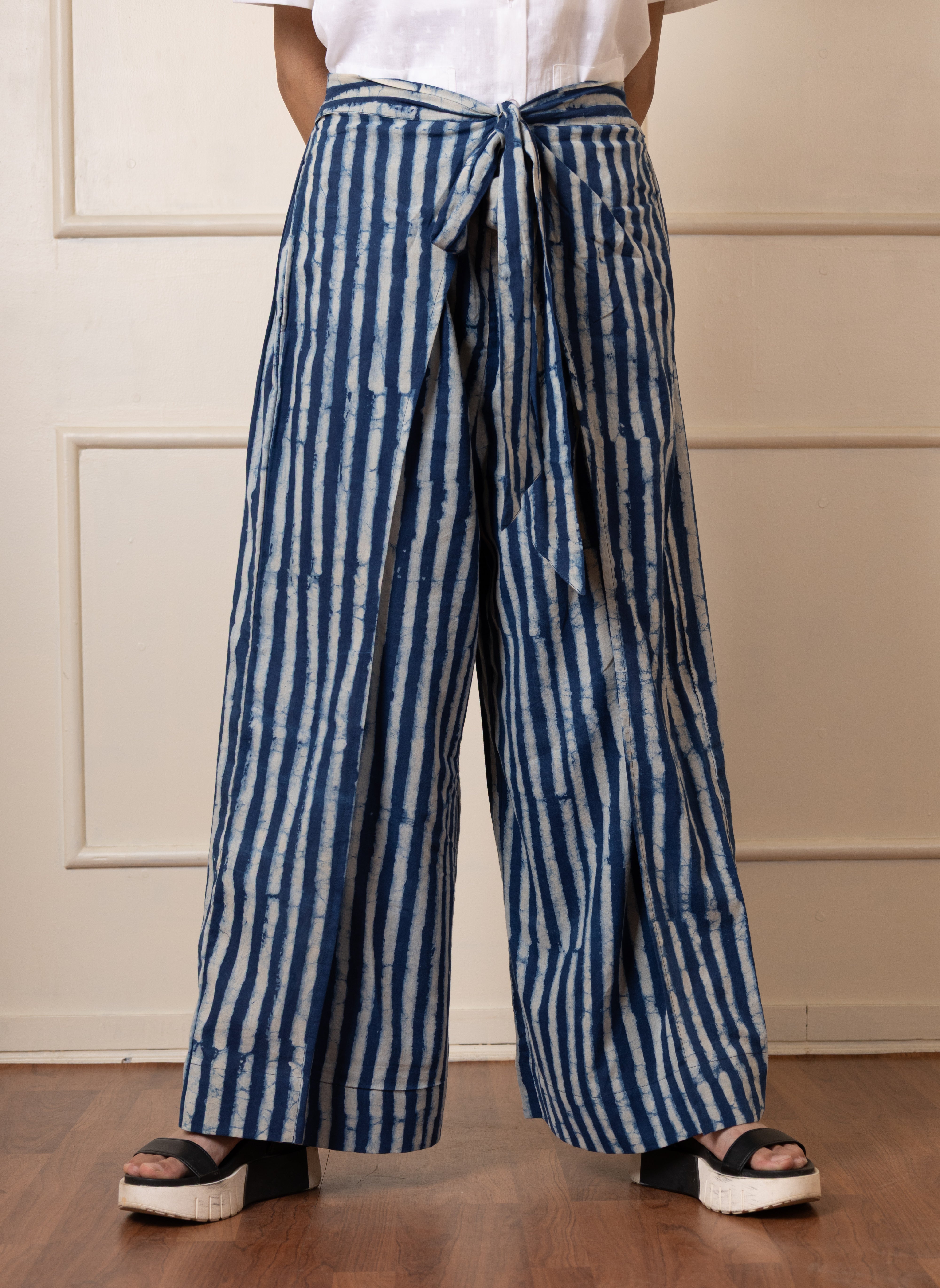 ''Jheel'' Indigo Striped Culottes
