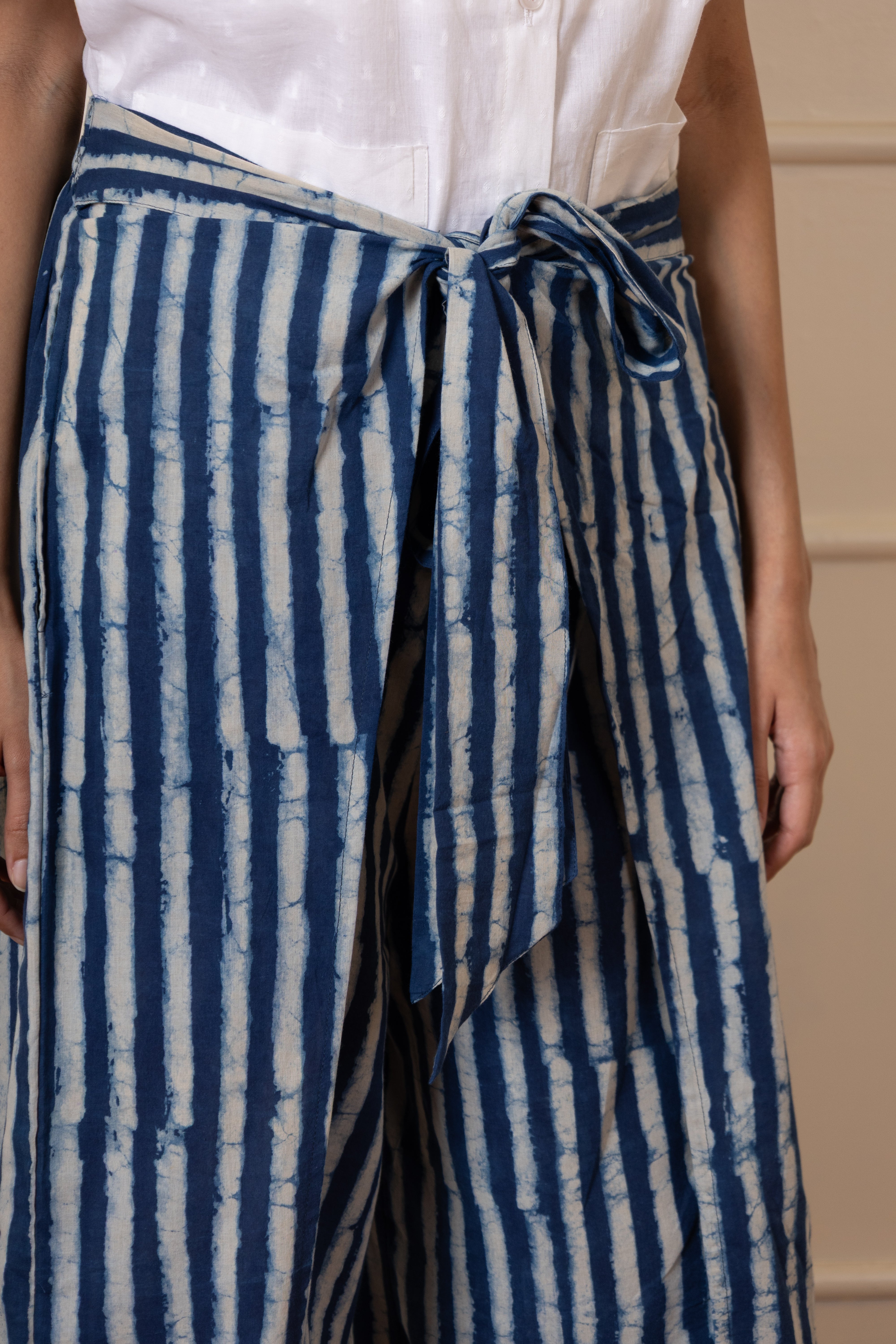 ''Jheel'' Indigo Striped Culottes