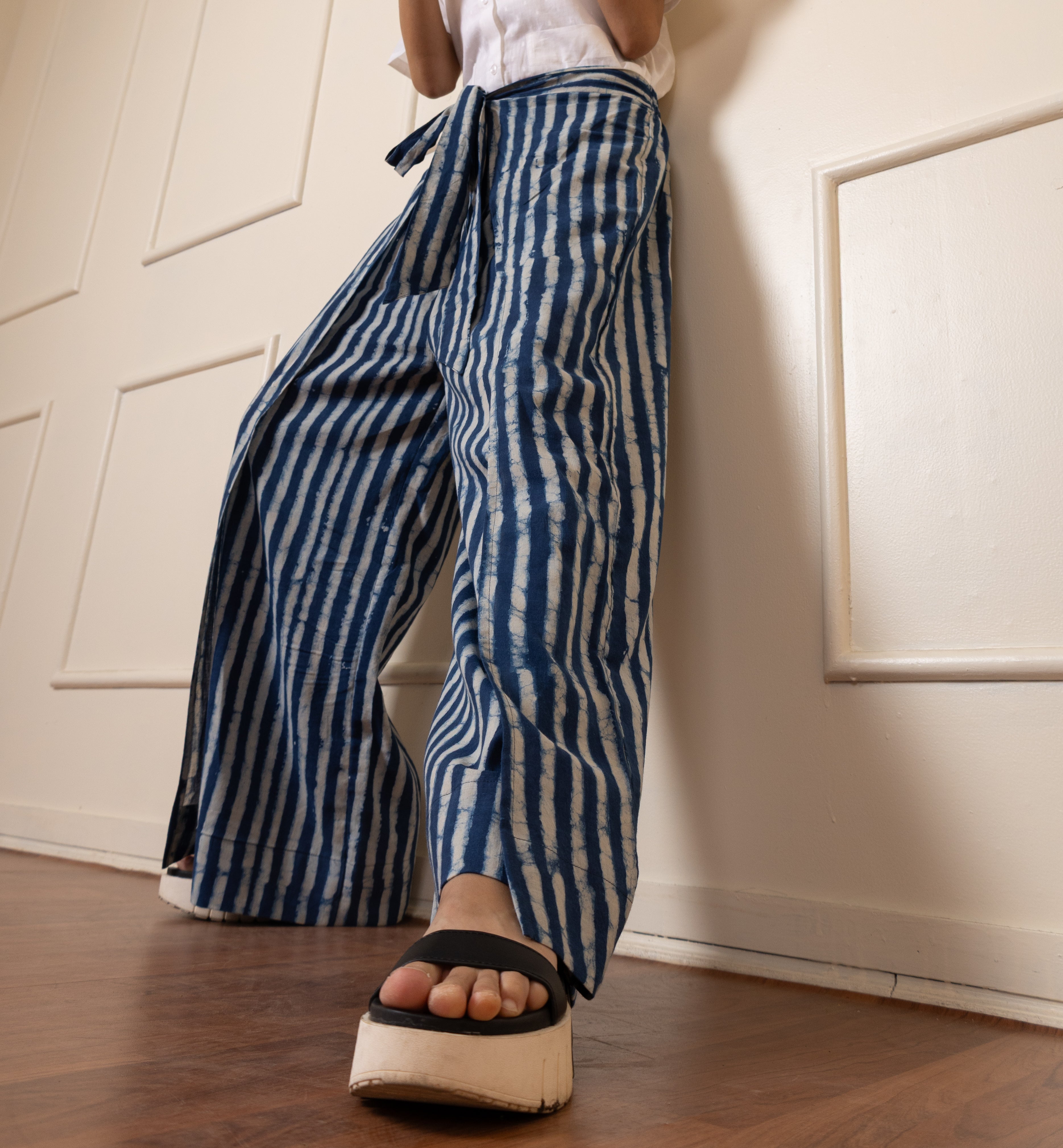 ''Jheel'' Indigo Striped Culottes