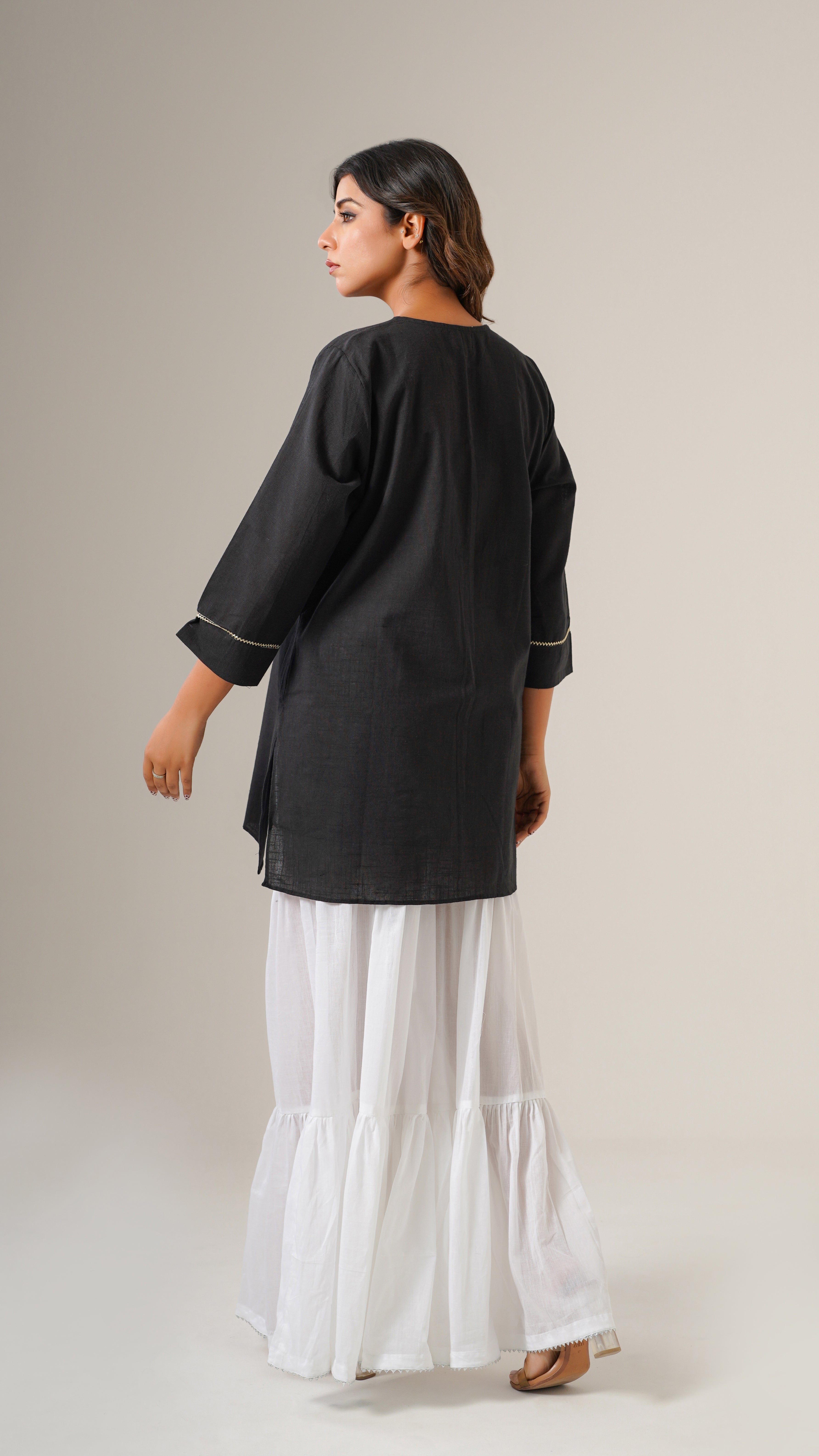 " Mogra " White Cotton Garara Style Bottom