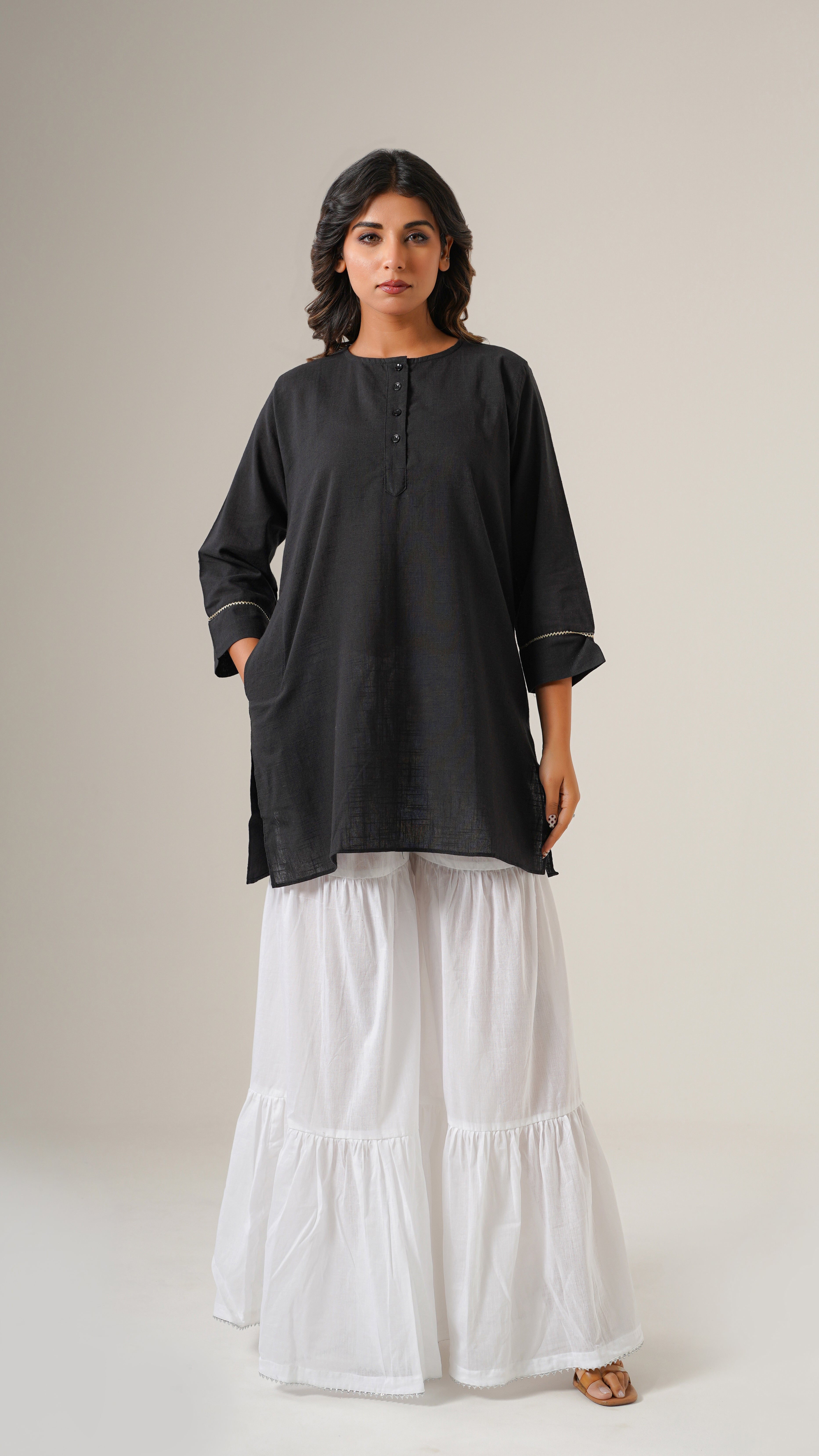 " Mogra " White Cotton Garara Style Bottom
