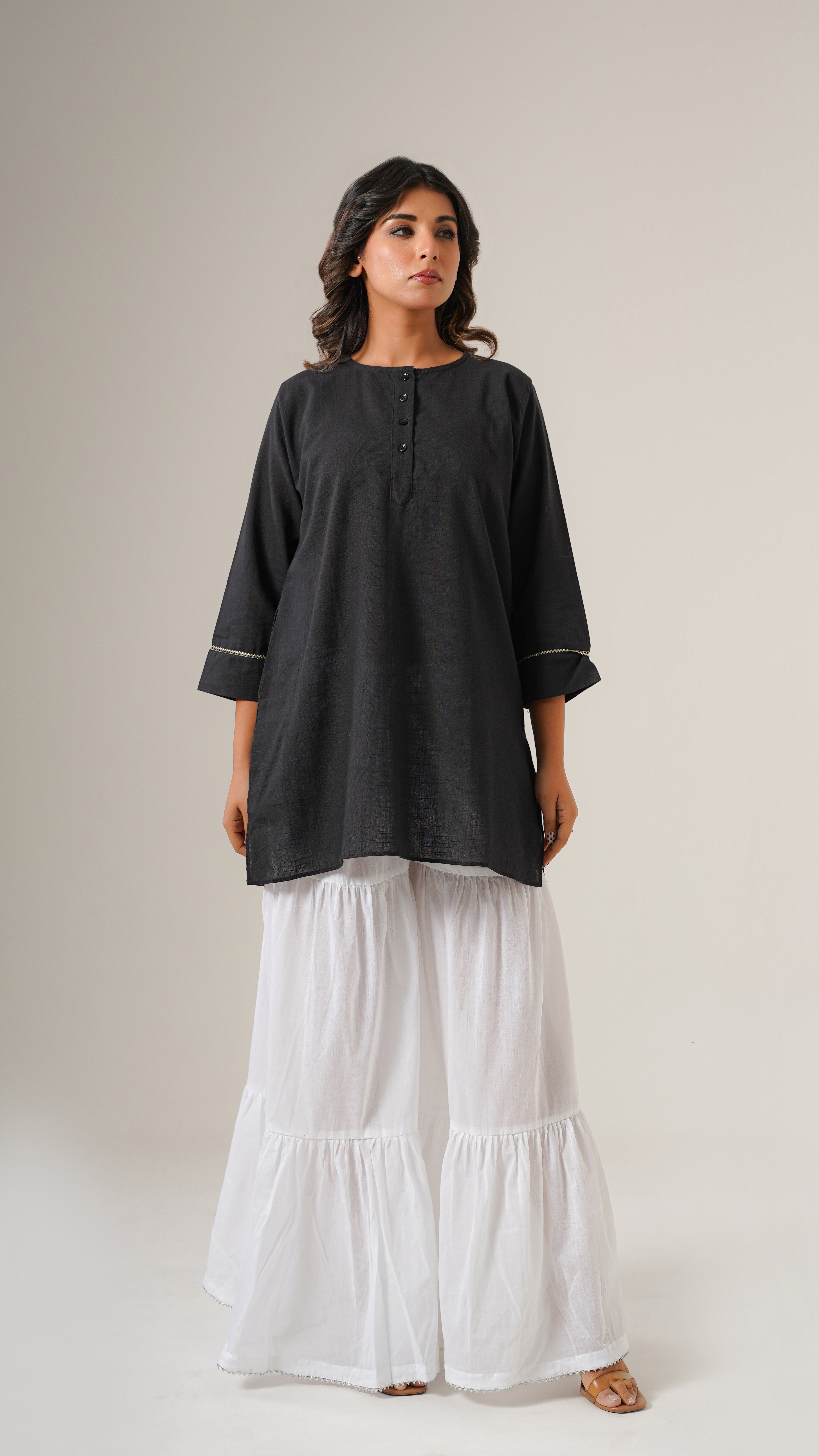 " Mogra " White Cotton Garara Style Bottom