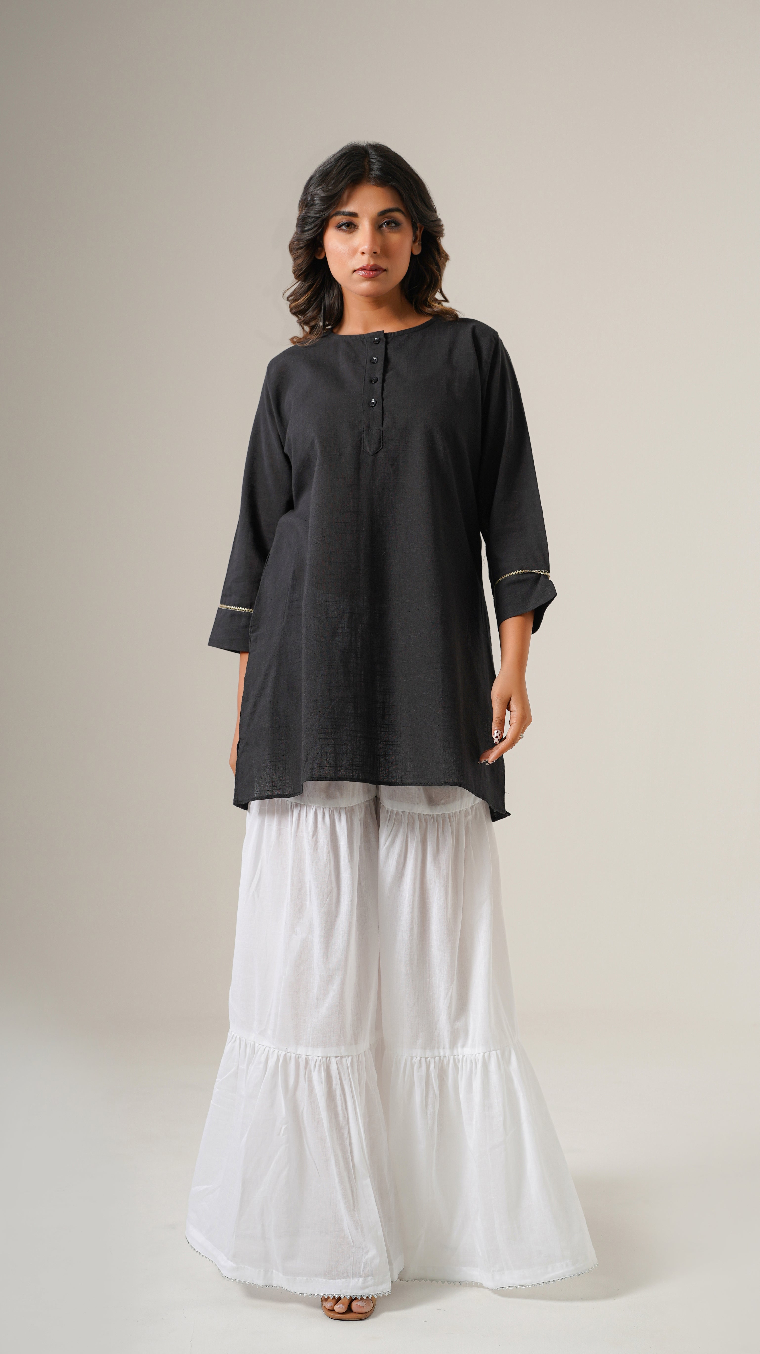 " Mogra " White Cotton Garara Style Bottom