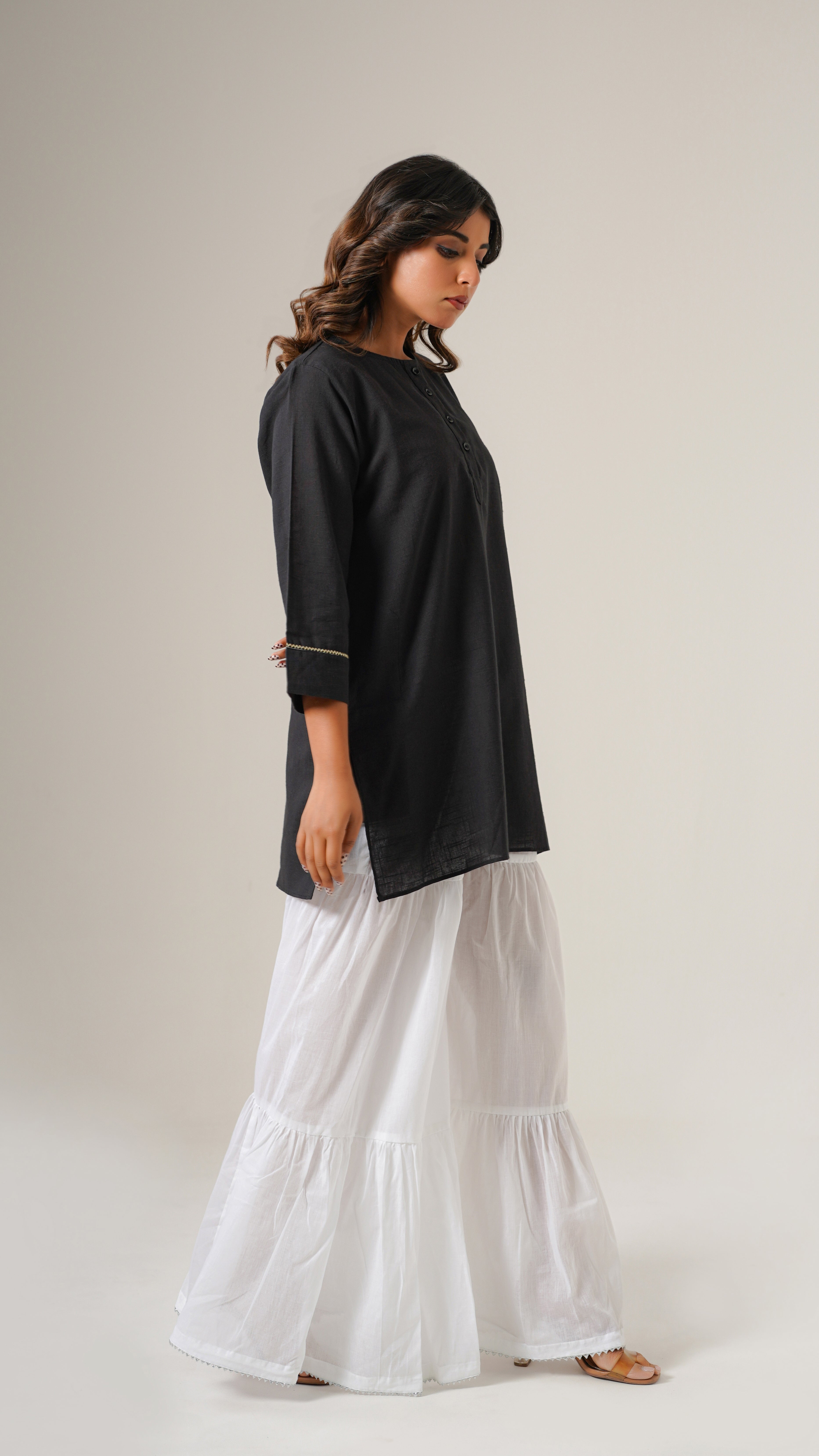 " Mogra " White Cotton Garara Style Bottom