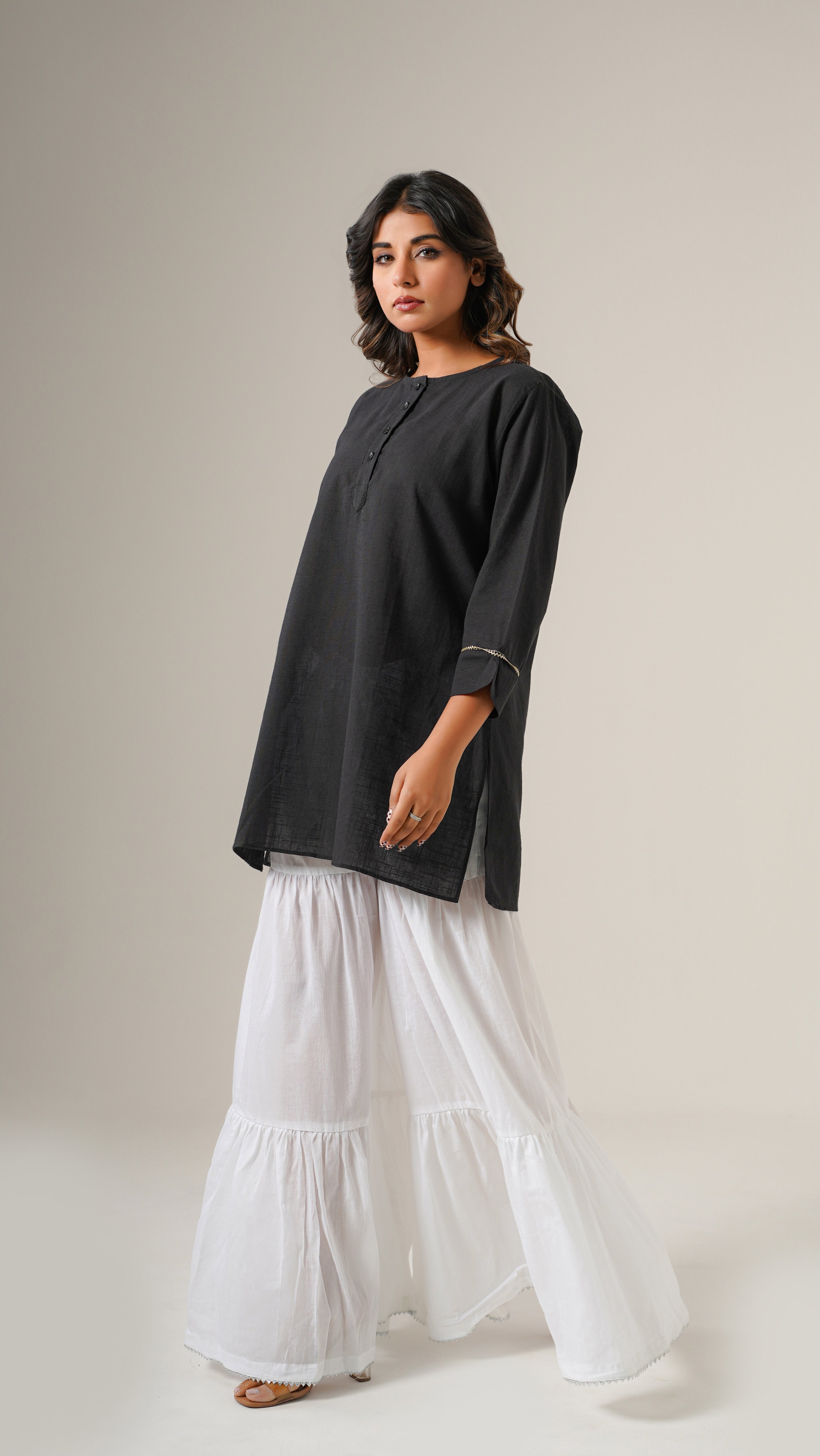 " Mogra " White Cotton Garara Style Bottom