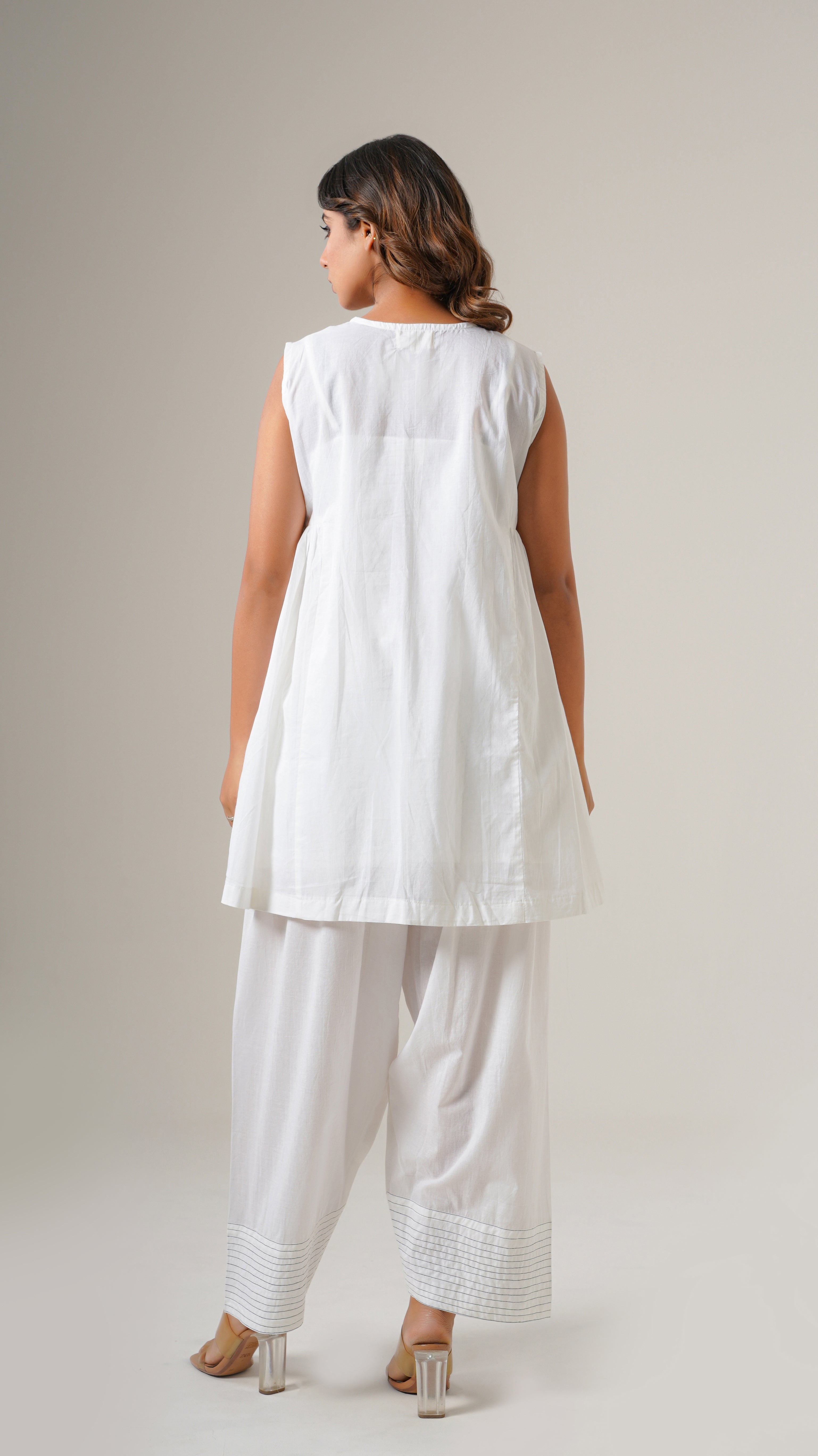 " Meher "  White Cotton Farshi Salwar