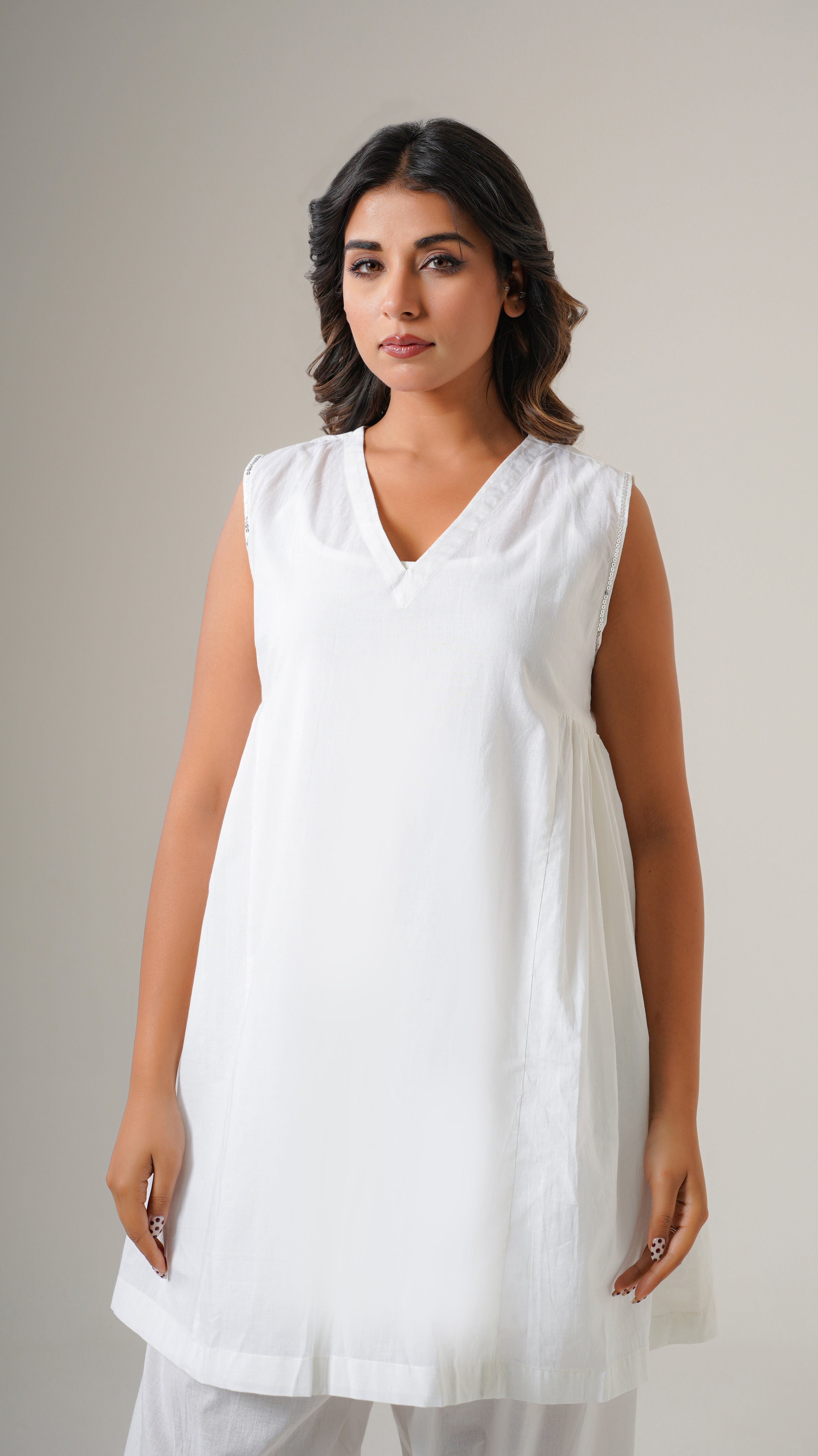 " Meher "  White Cotton Farshi Salwar