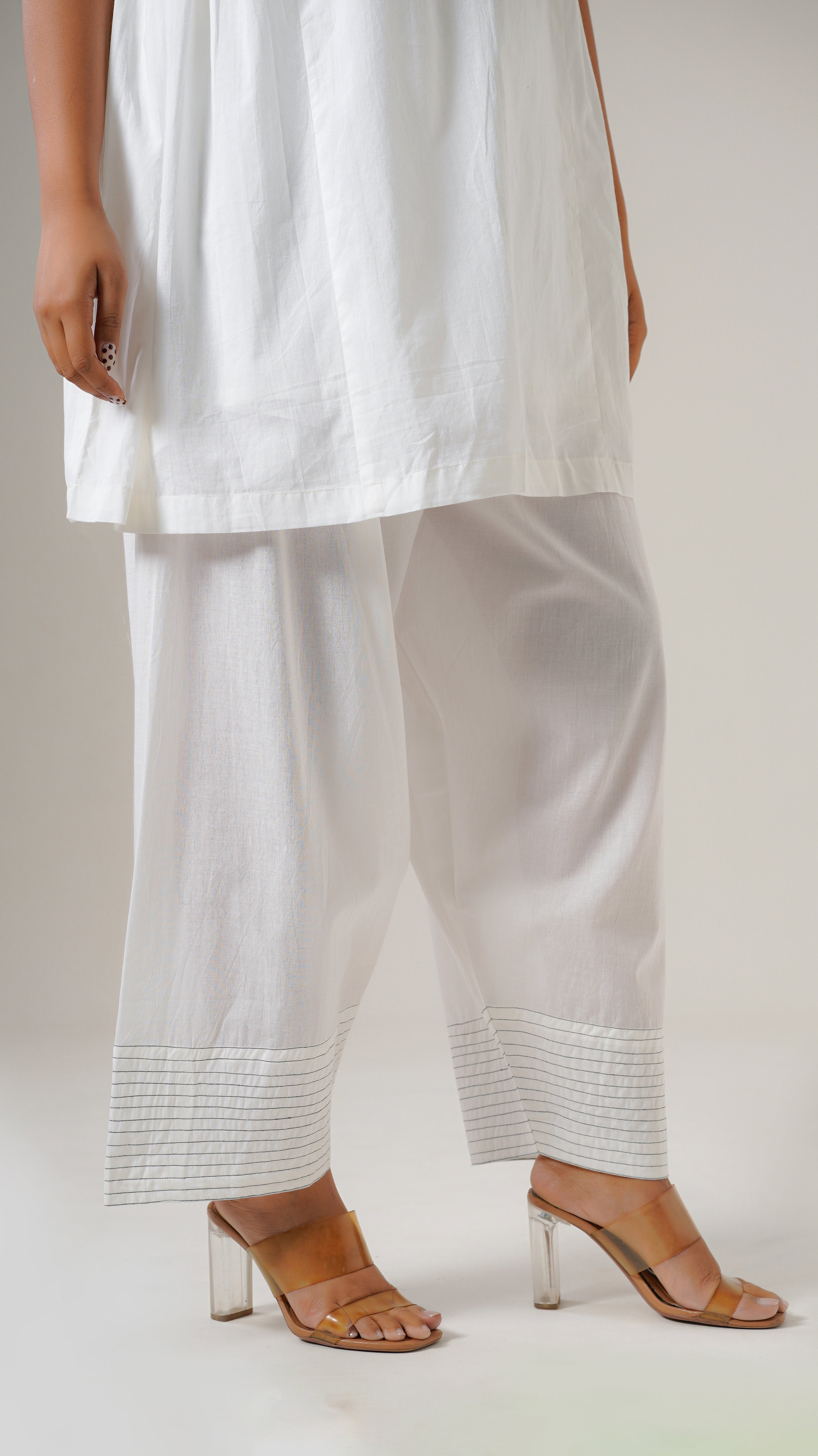 " Meher "  White Cotton Farshi Salwar