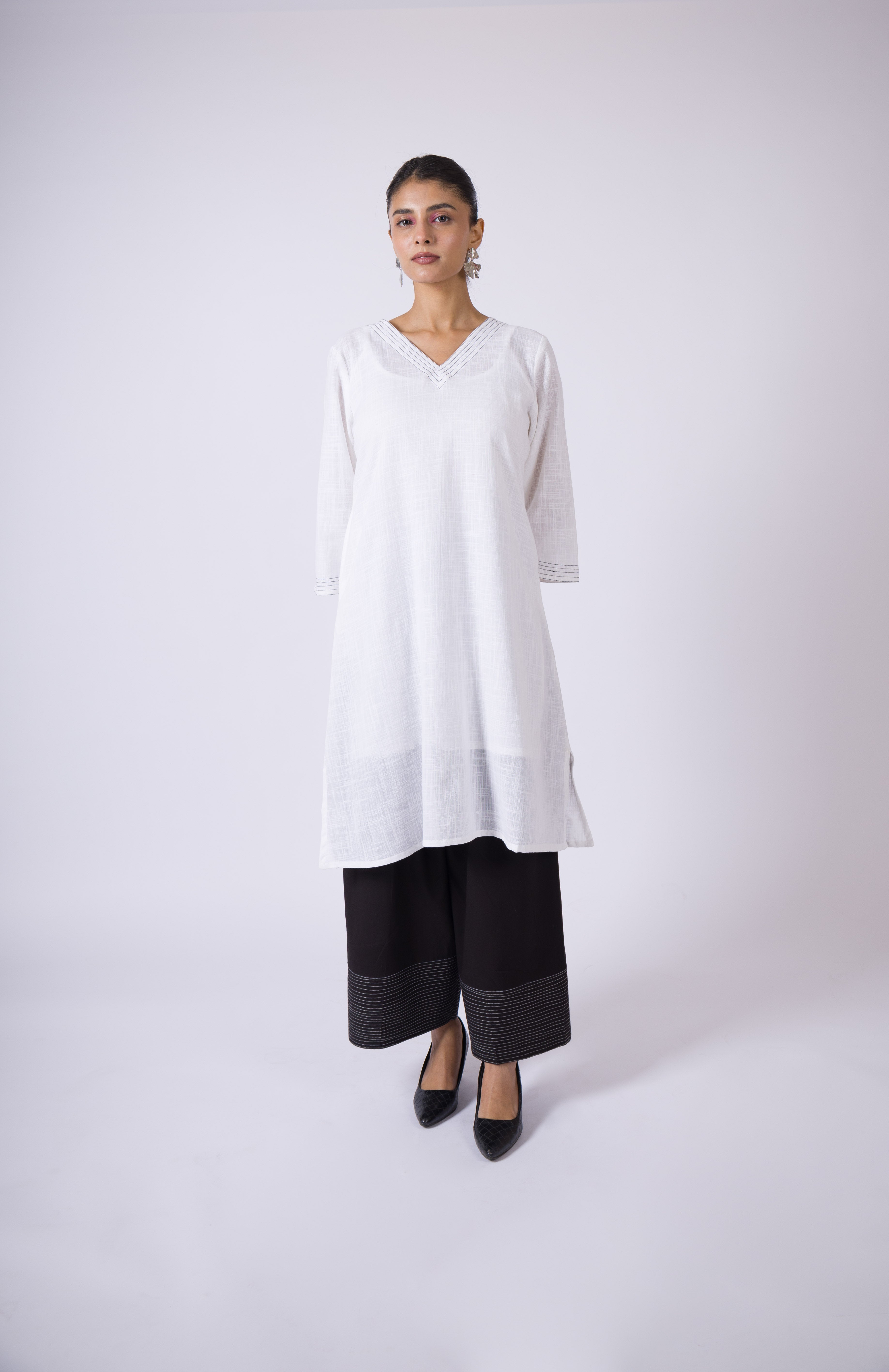 Amer- White Cotton- Slub Kurta