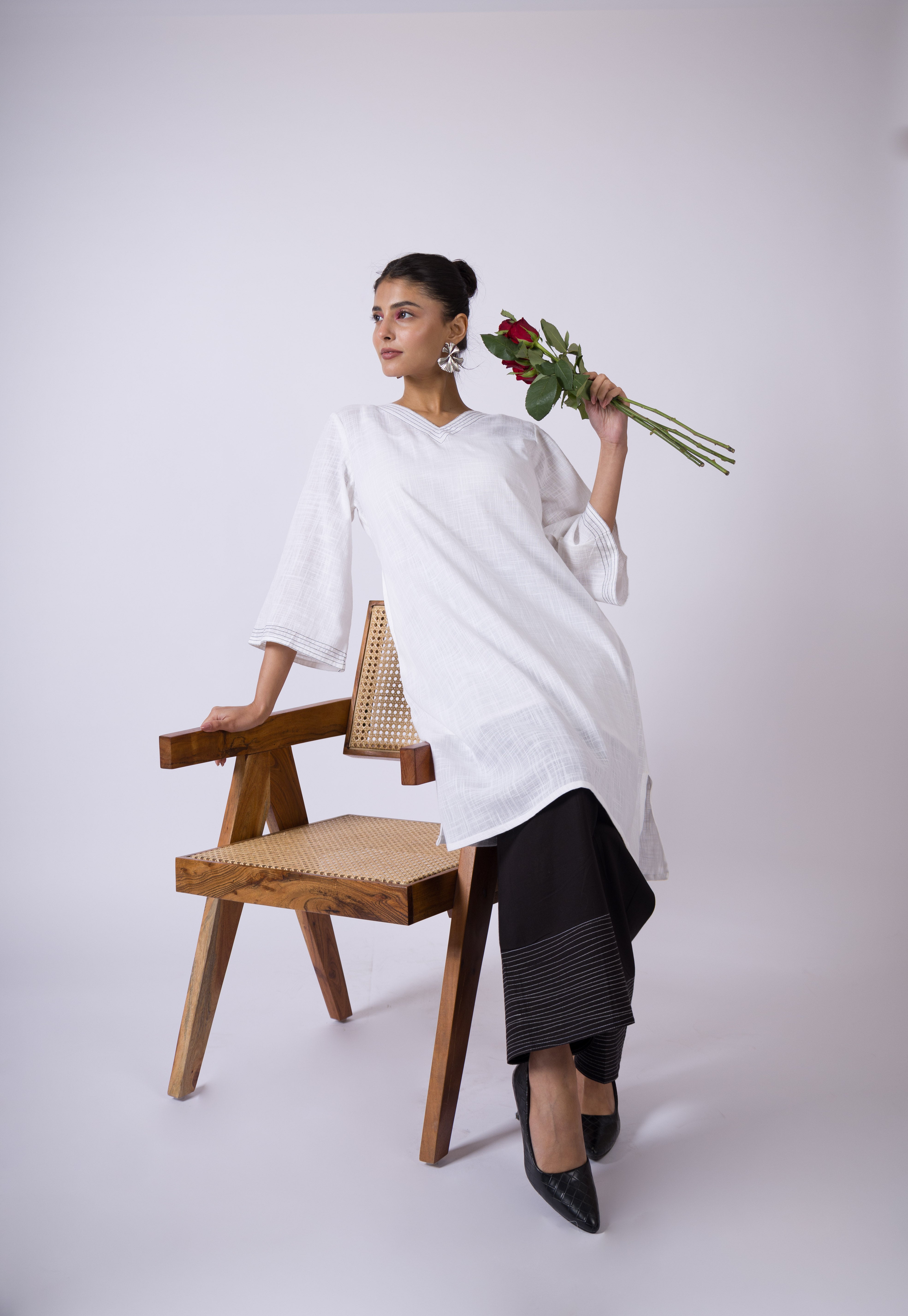 Amer- White Cotton- Slub Kurta