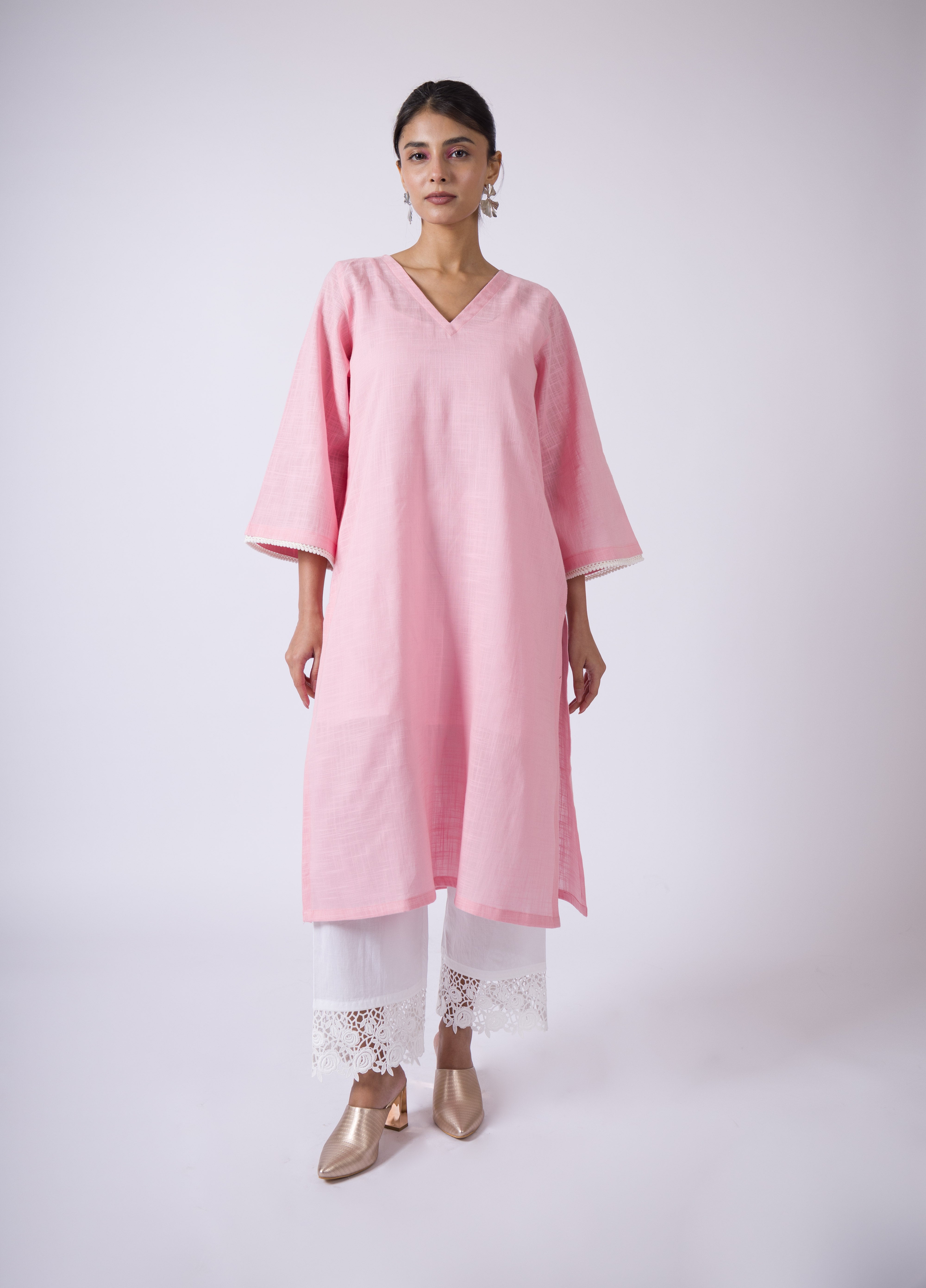 Peony- Pink Cotton- Slub Kurta