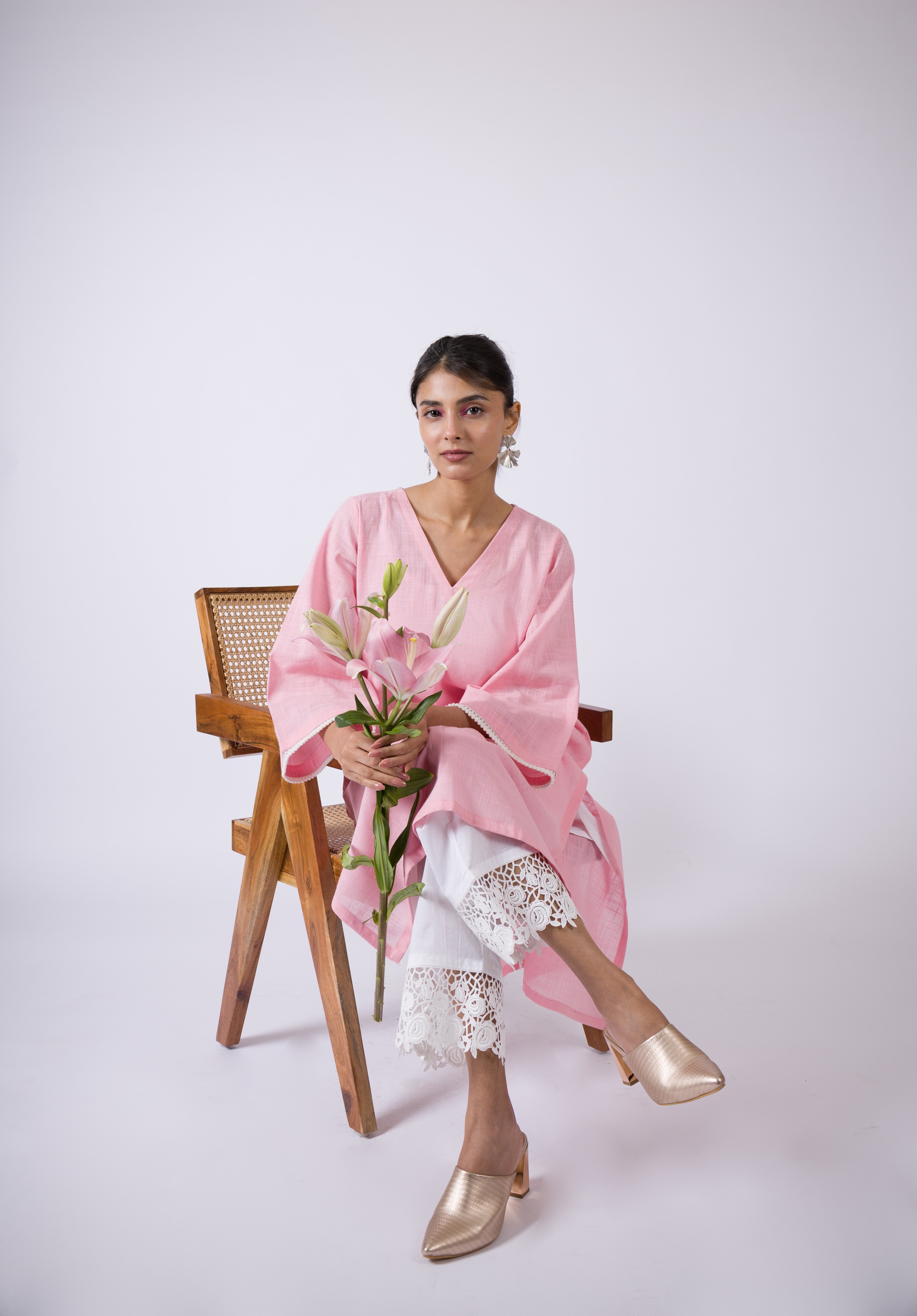 Peony- Pink Cotton- Slub Kurta