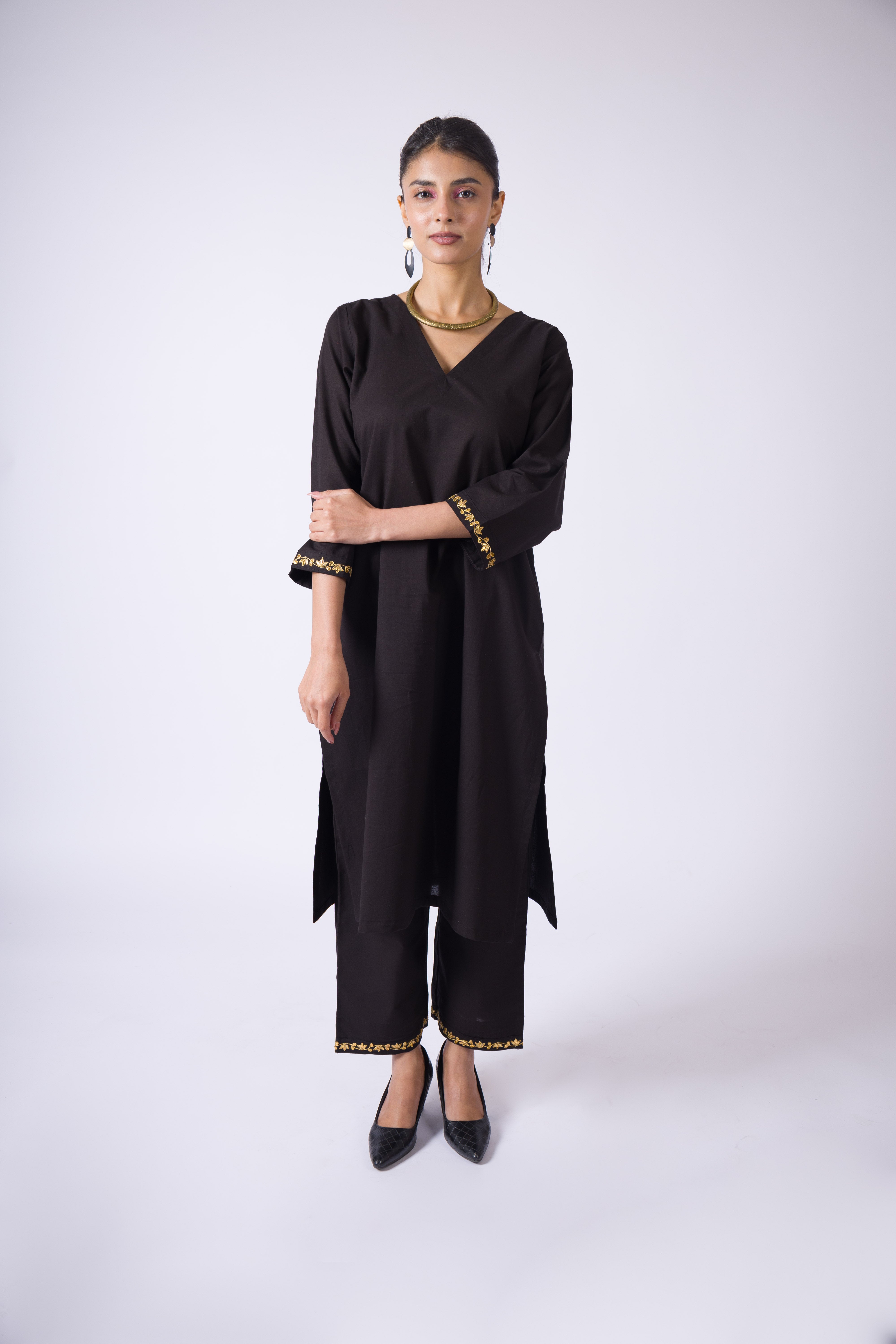 Jaipur- Gotta Patti Black Cotton Kurta