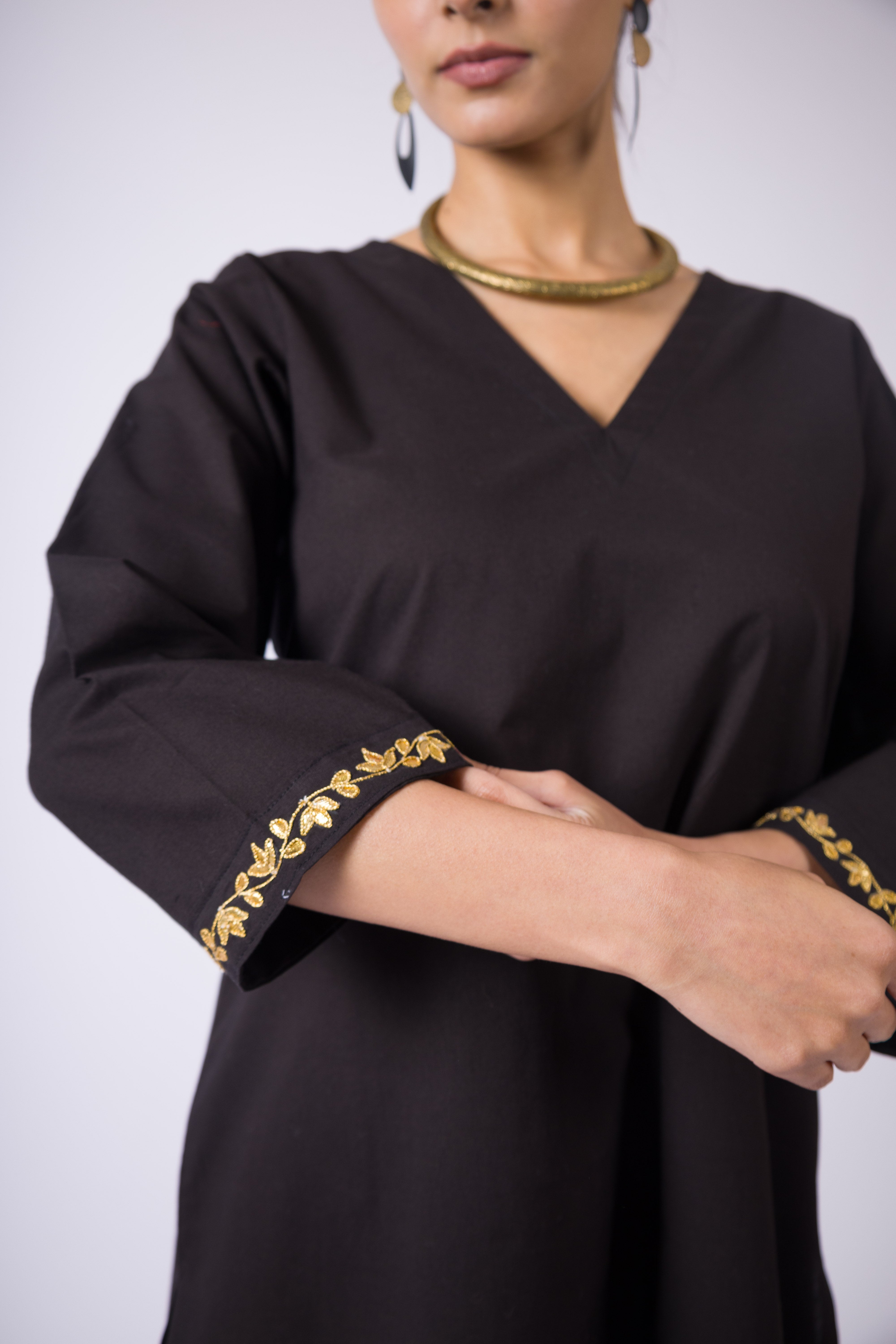 Jaipur- Gotta Patti Black Cotton Kurta