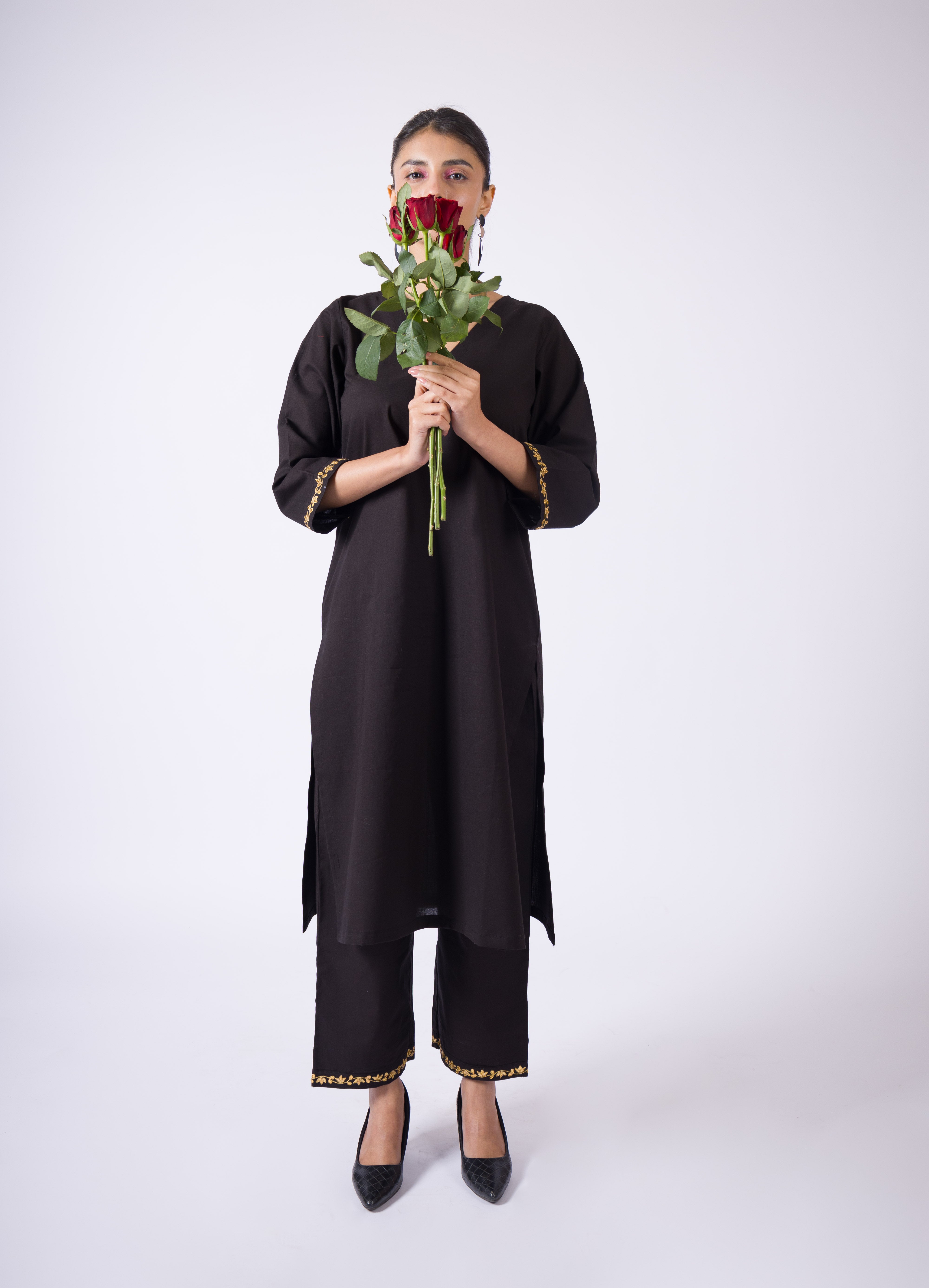 Jaipur- Gotta Patti Black Cotton Kurta