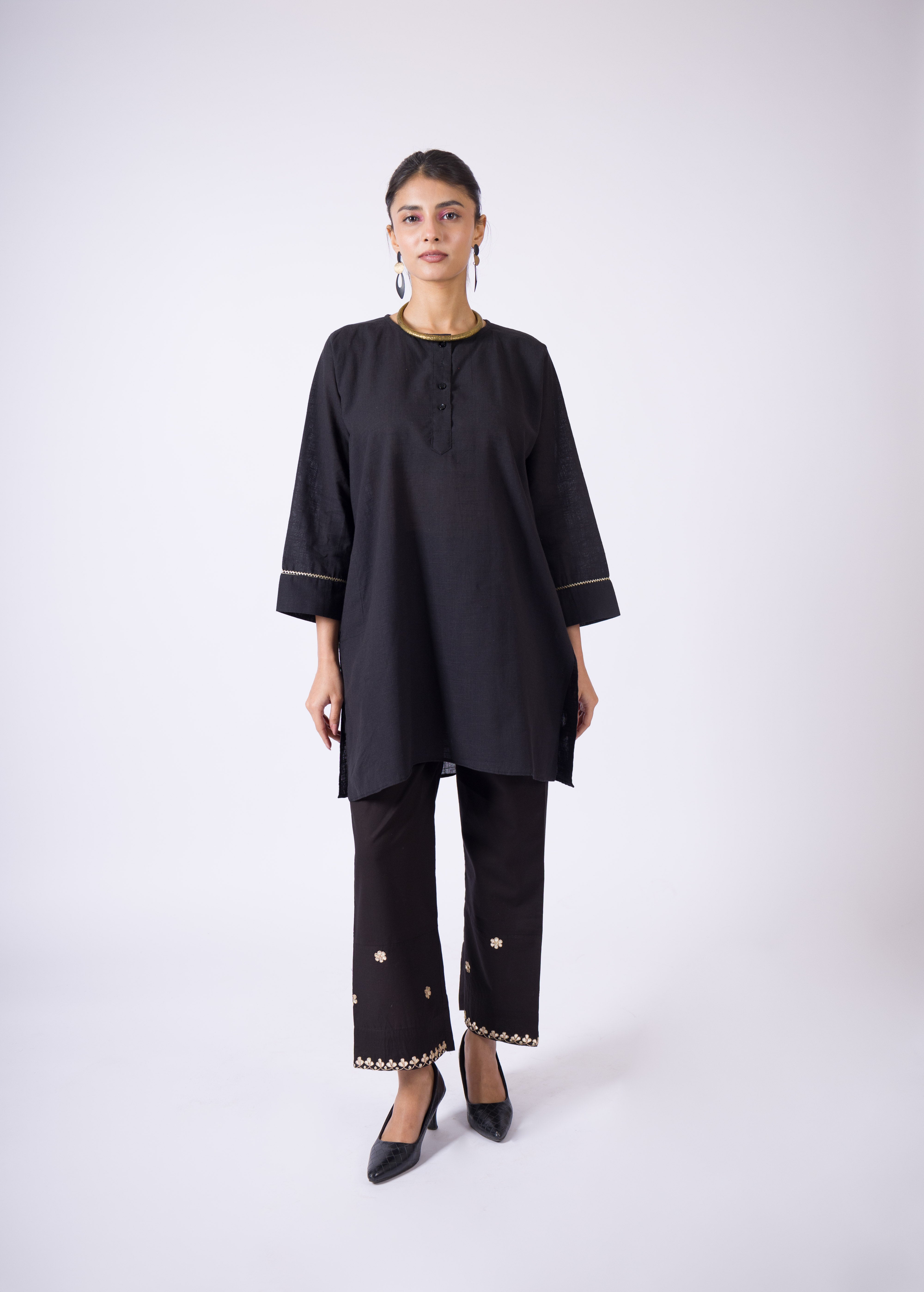 ''Dholpur'' Gota patti Black Cotton Pants