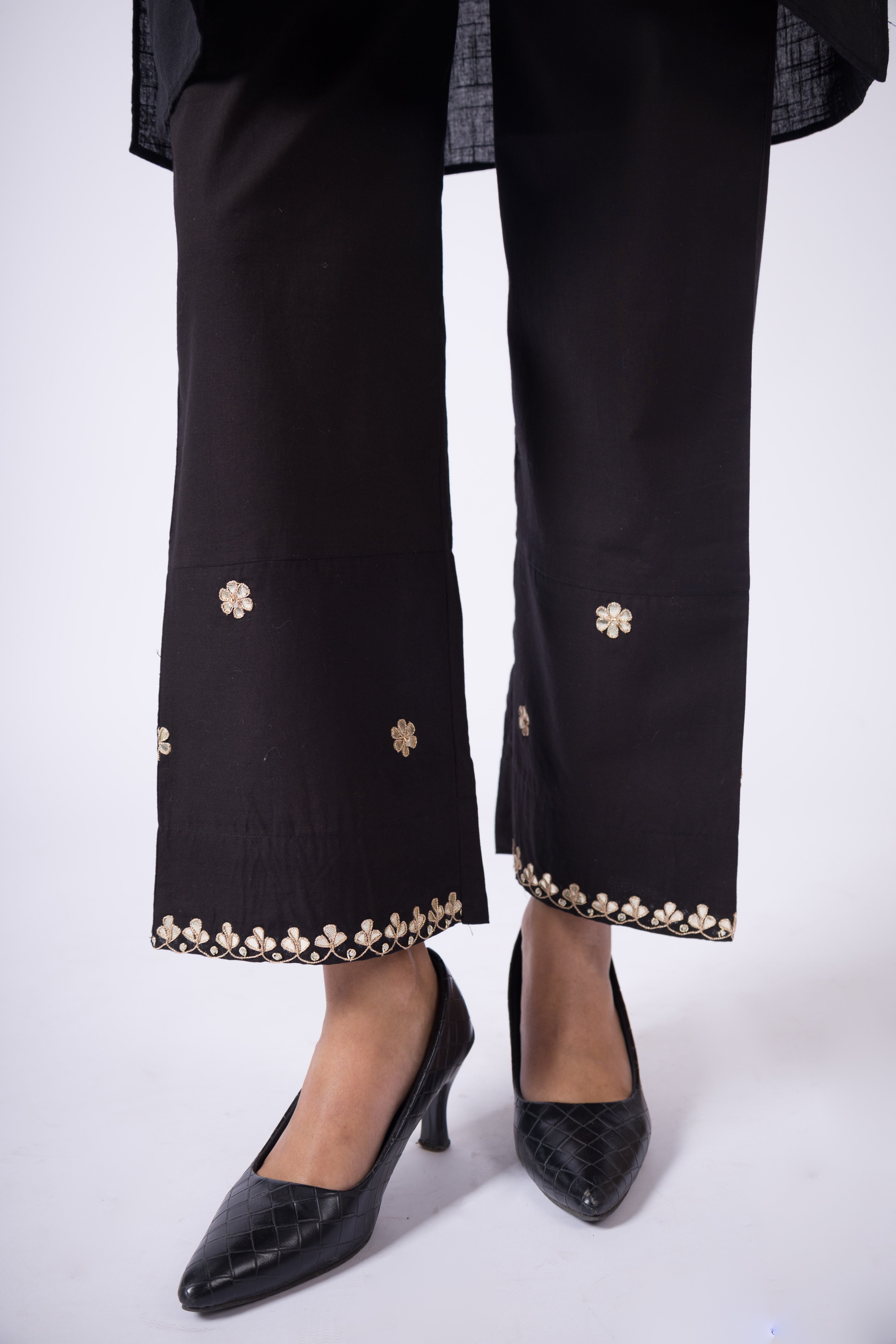 ''Dholpur'' Gota patti Black Cotton Pants