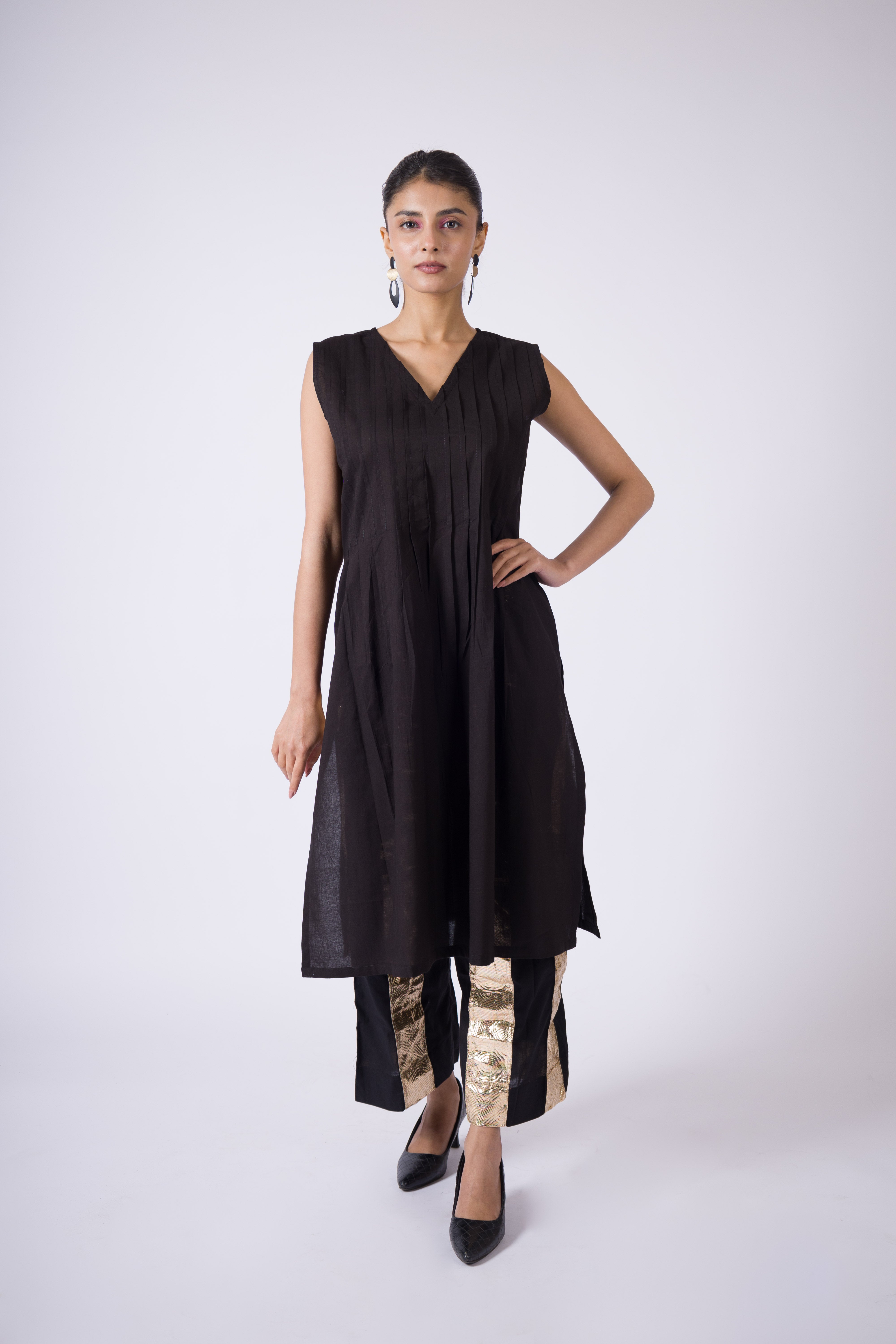The Summer Sky - Black Mulmul Kurta
