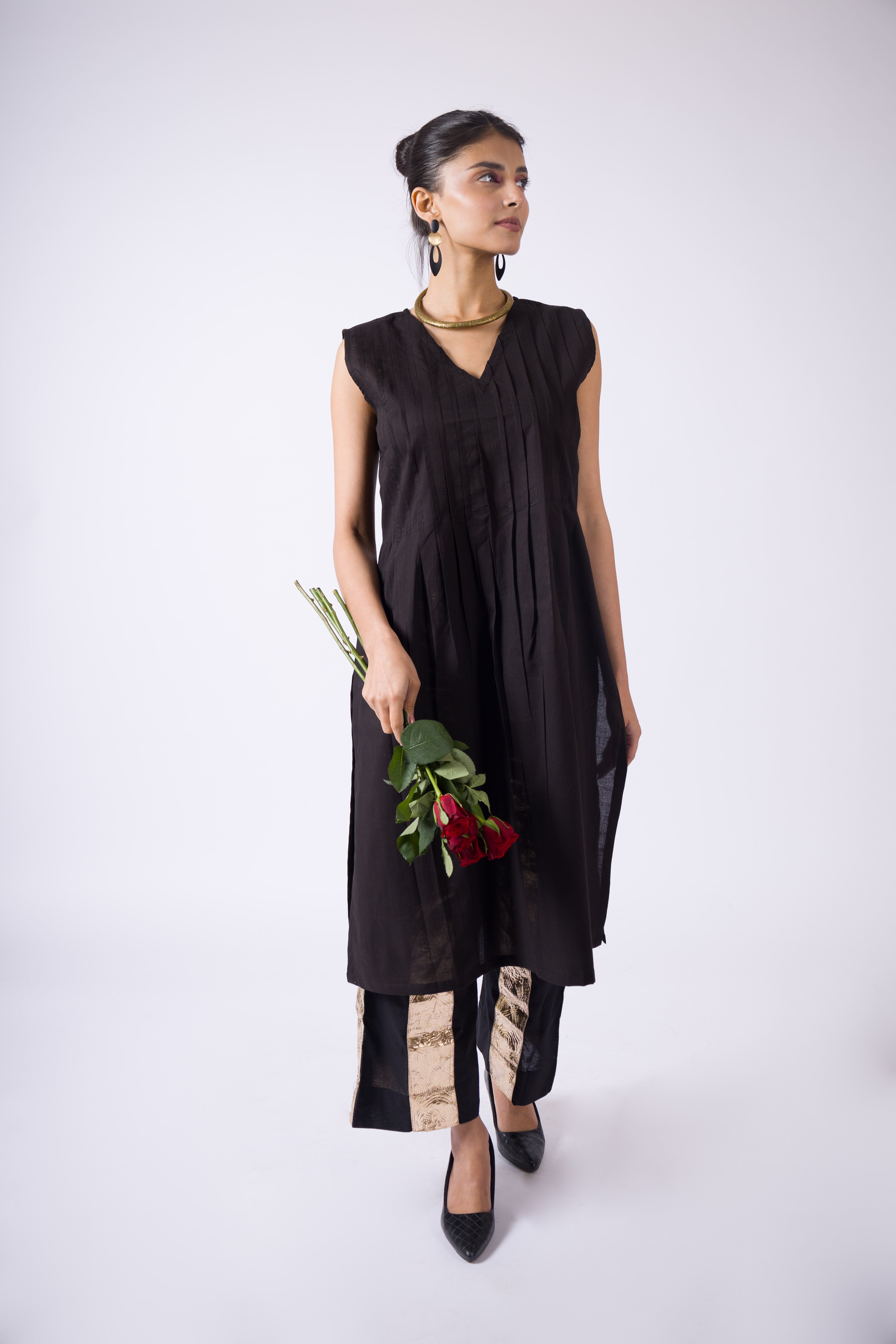 The Summer Sky - Black Mulmul Kurta