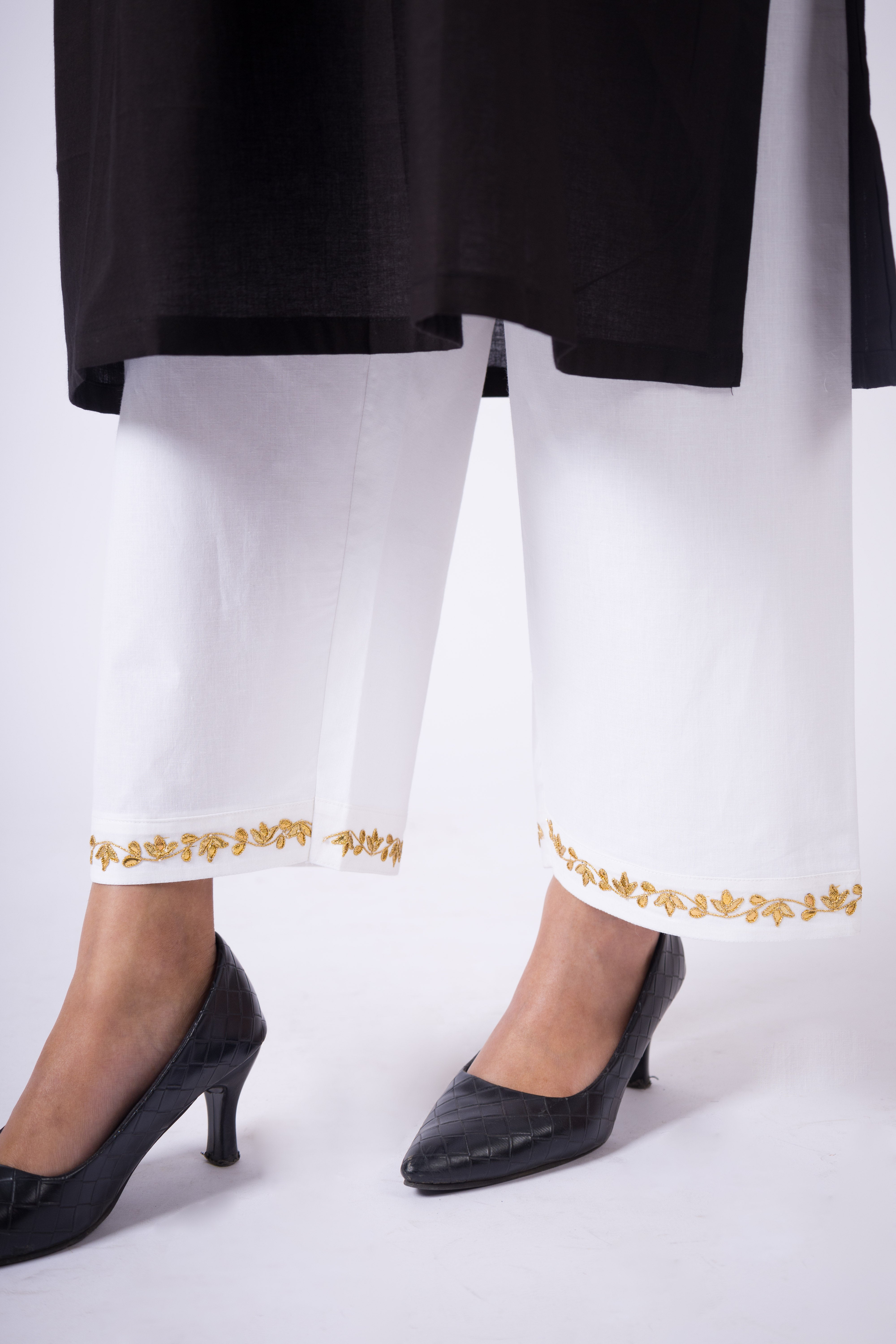 JAIPUR - Gotta Patti White  Cotton Pants
