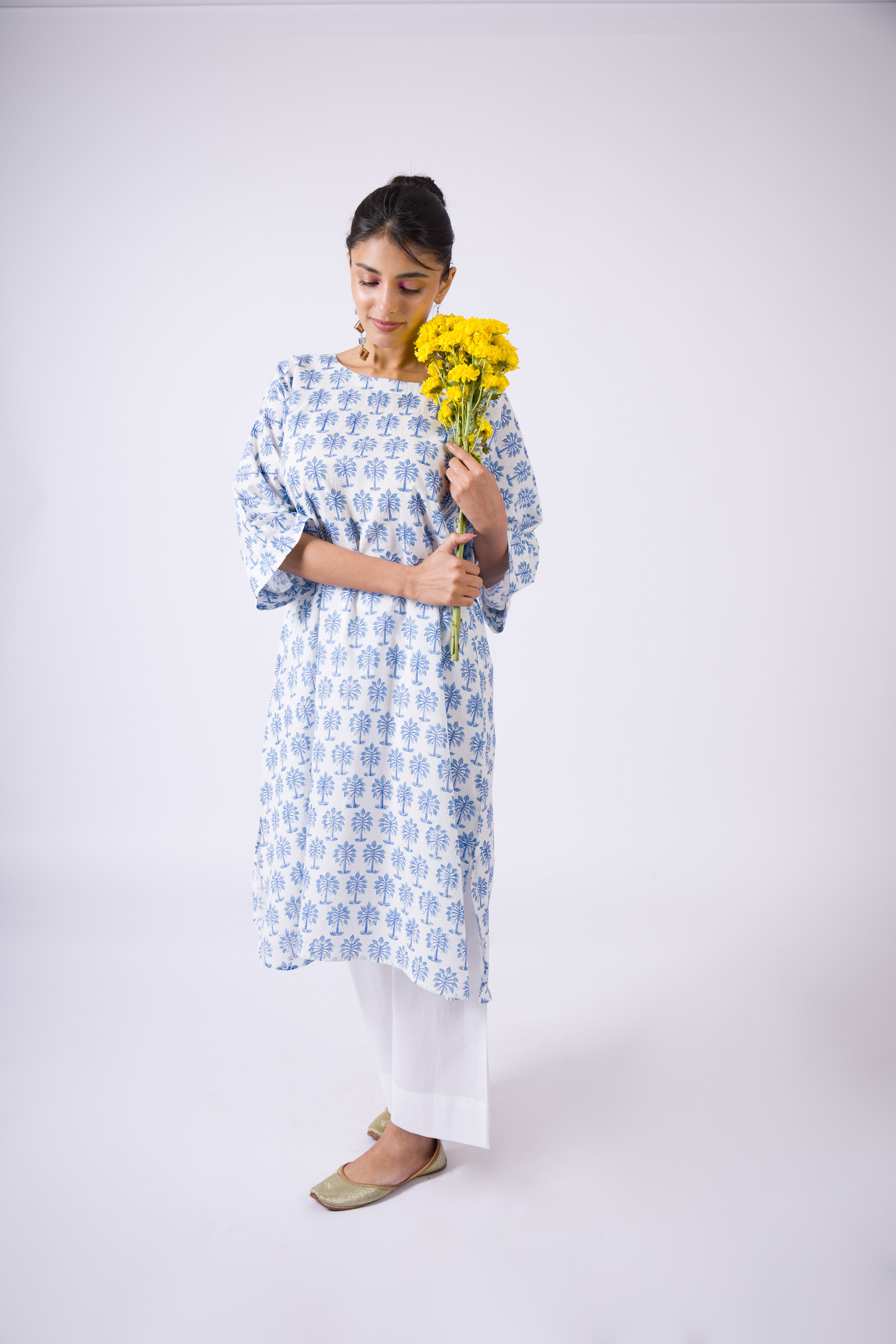 The Blue Palm- Block Print Blue Kurta ( Best seller)