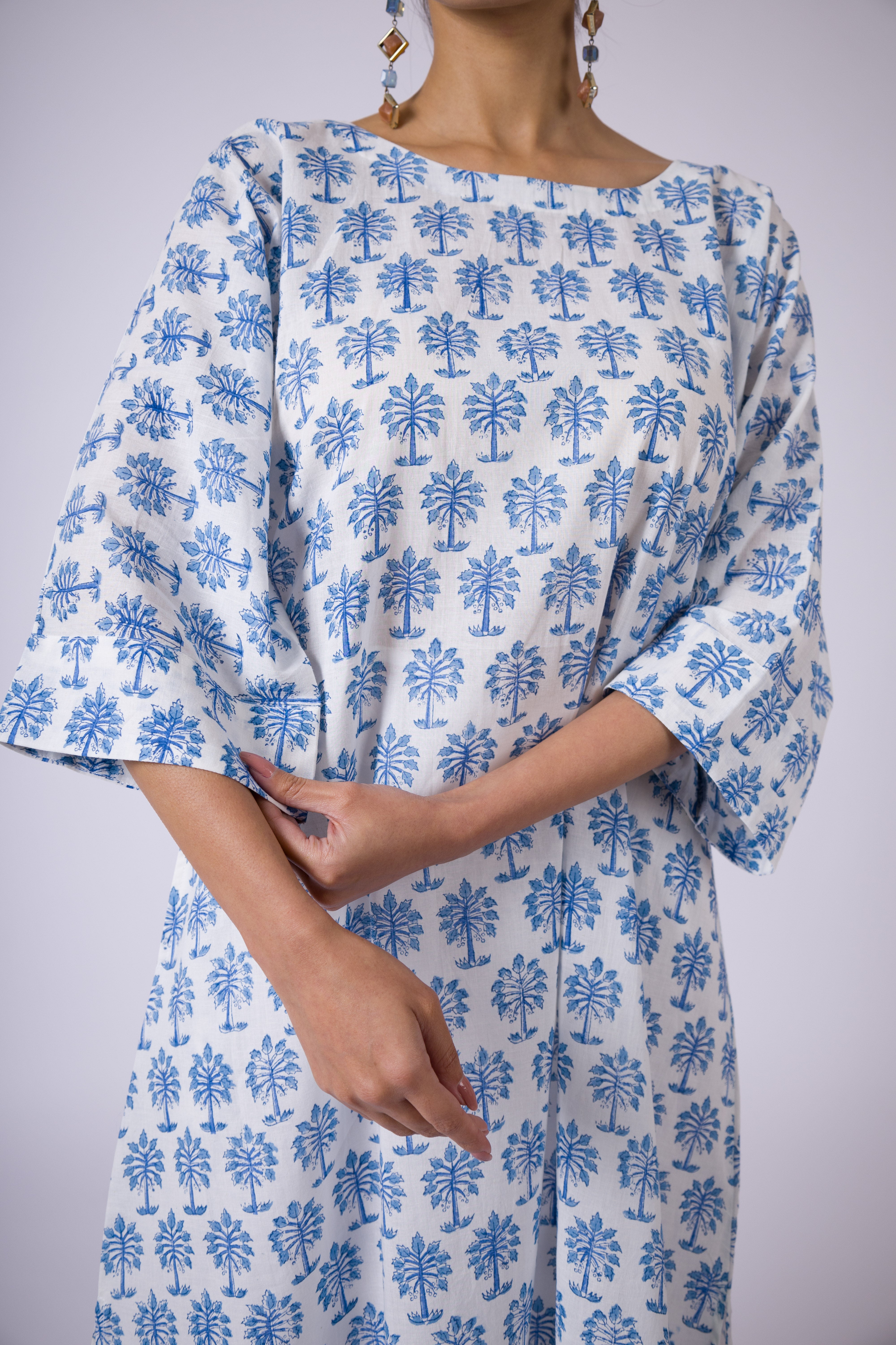 The Blue Palm- Block Print Blue Kurta ( Best seller)