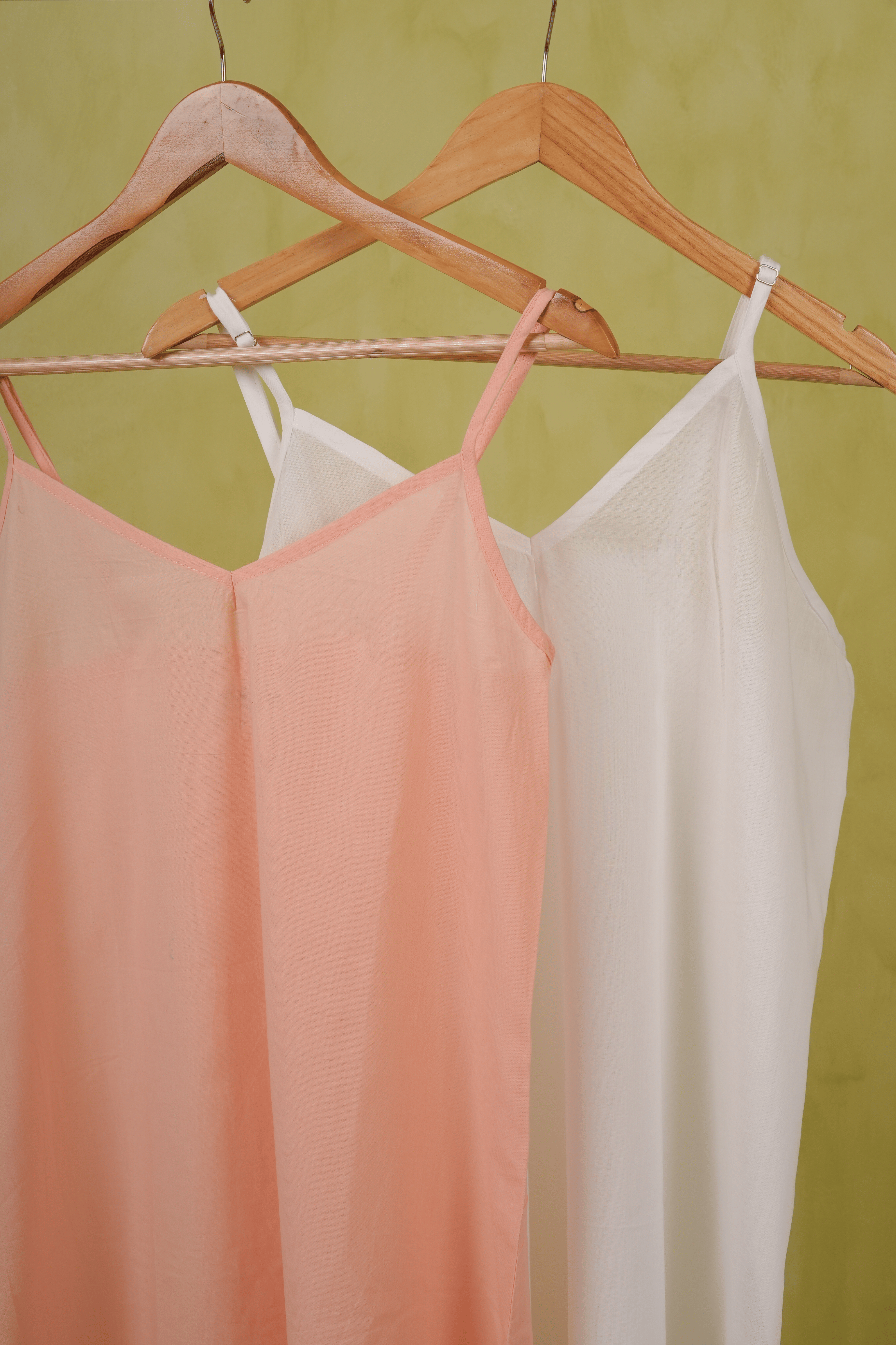 Combo offer- PEACH AND WHITE SLIPS WITH ADJUSTABLE STRAPS
