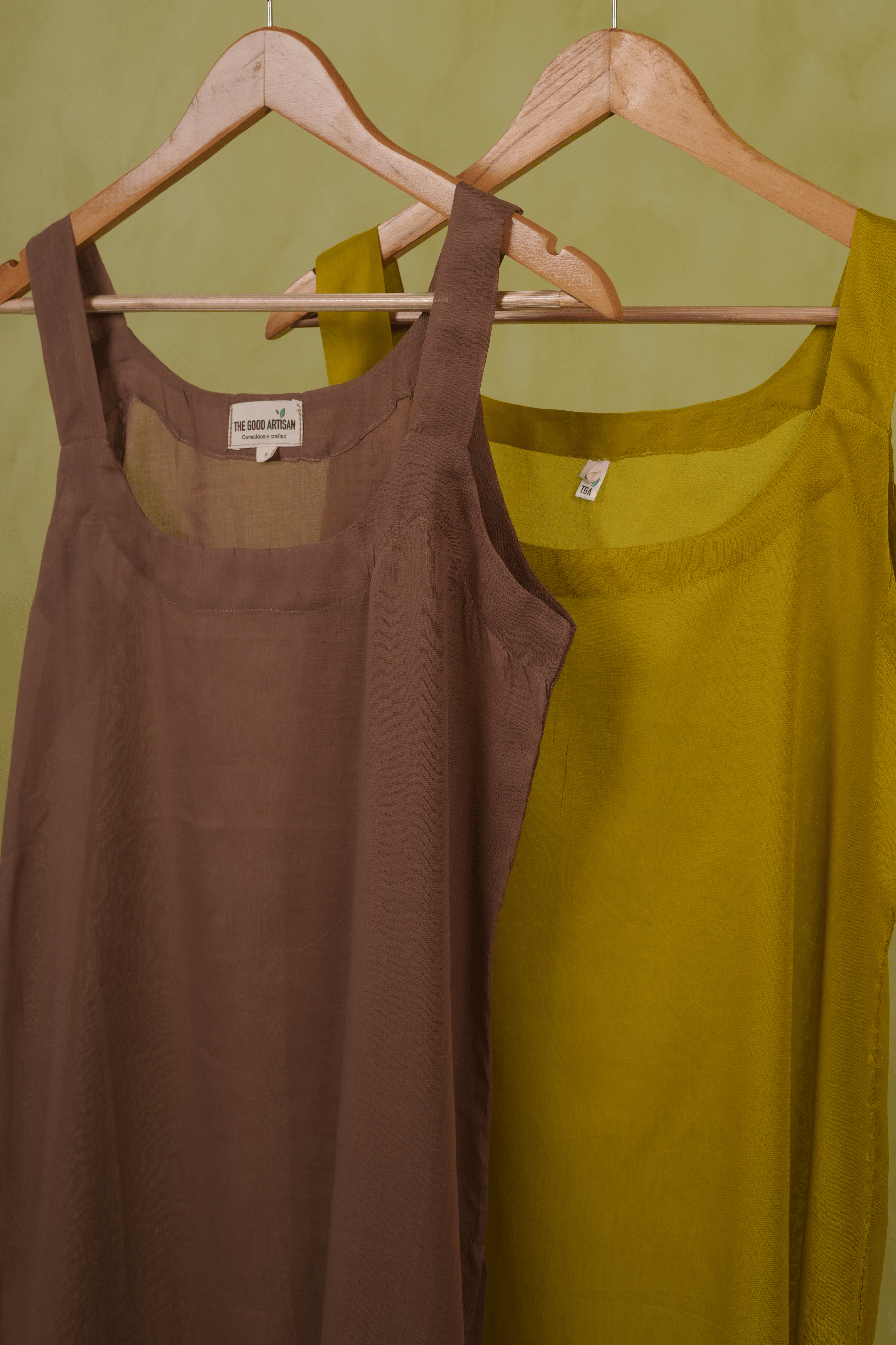 Combo offer- Henna Green and Brown Voile Slips