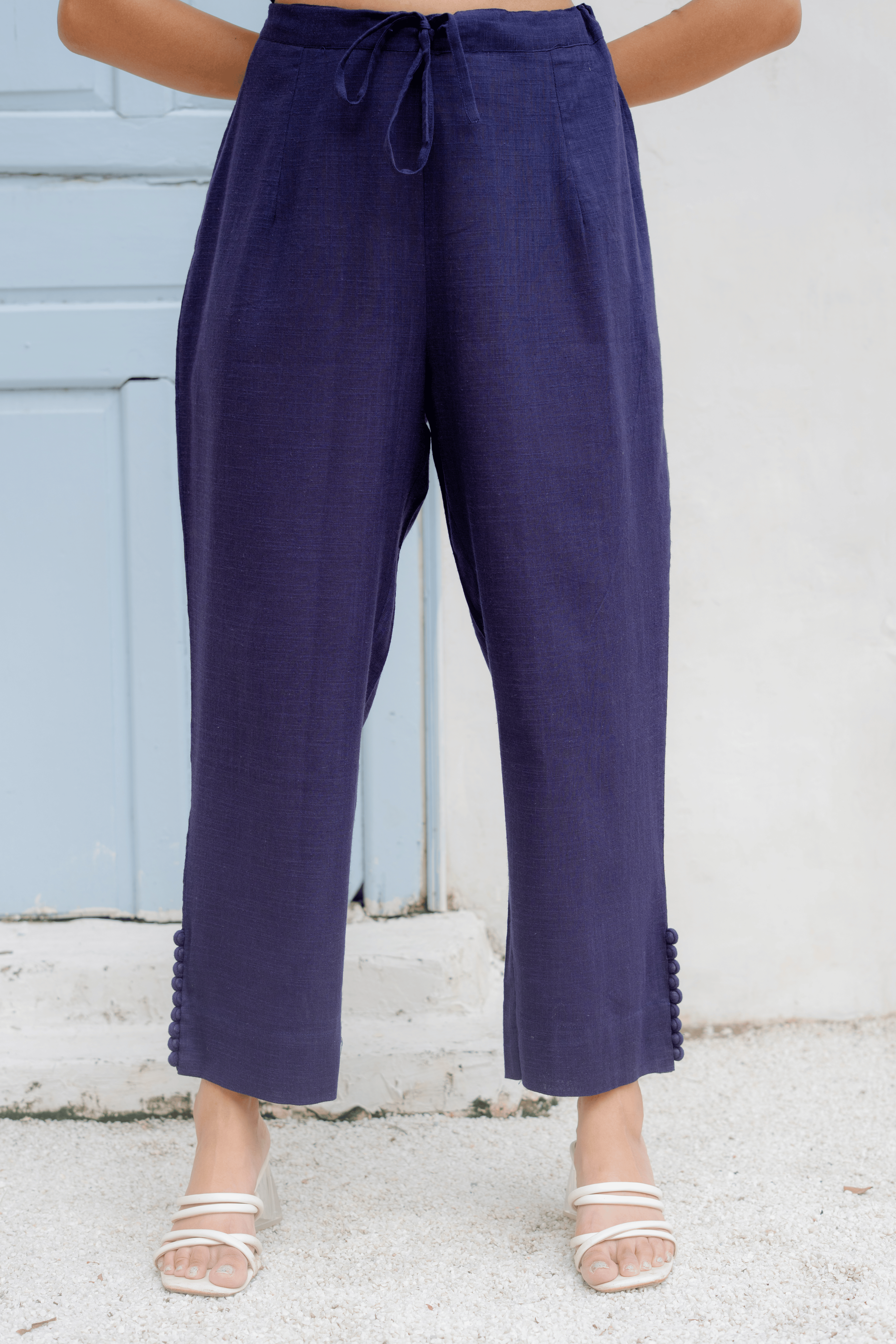 Indigo Cotton Slub Pants Pants