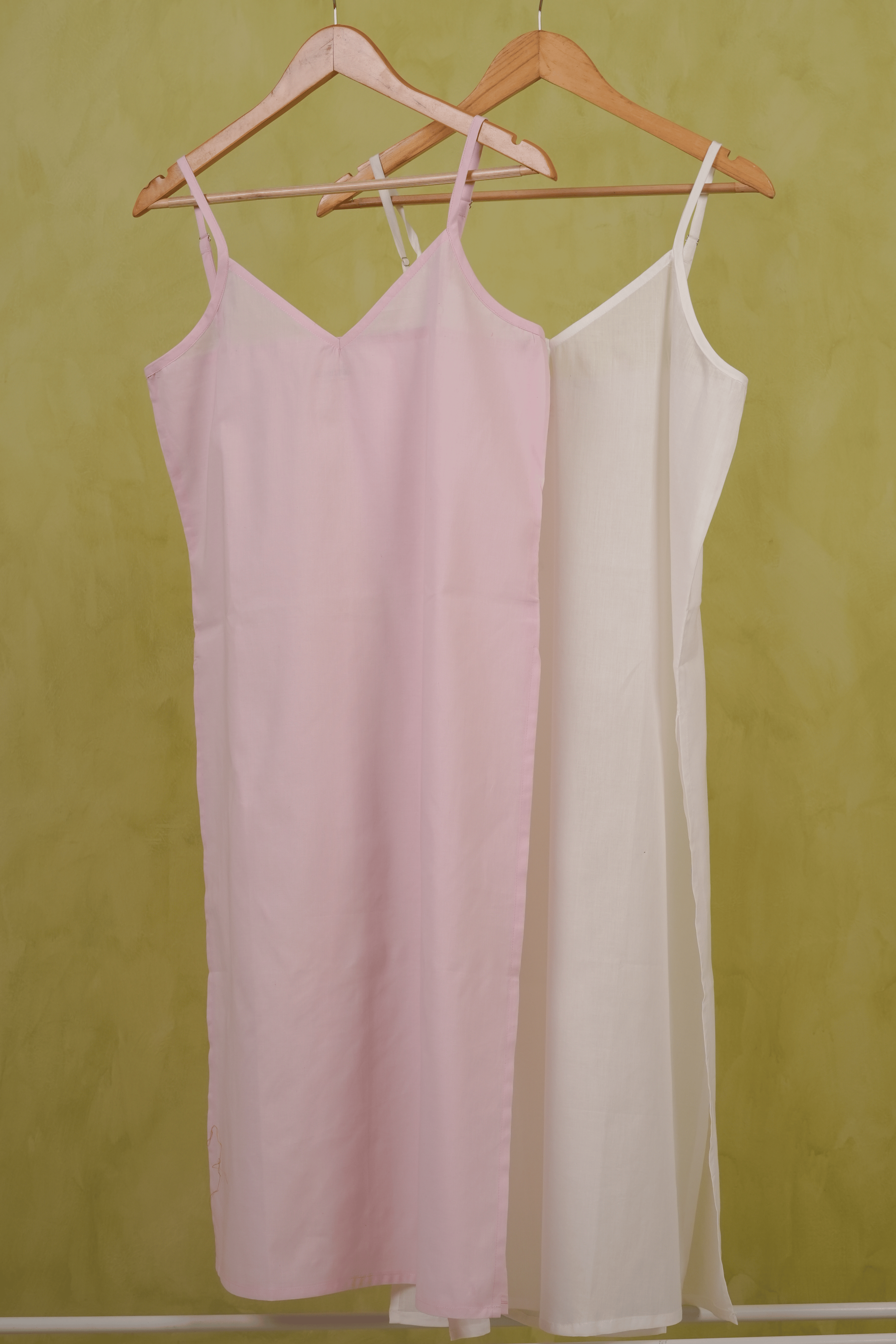 Combo offer - White and Pink Adjustable strap Cotton Slips