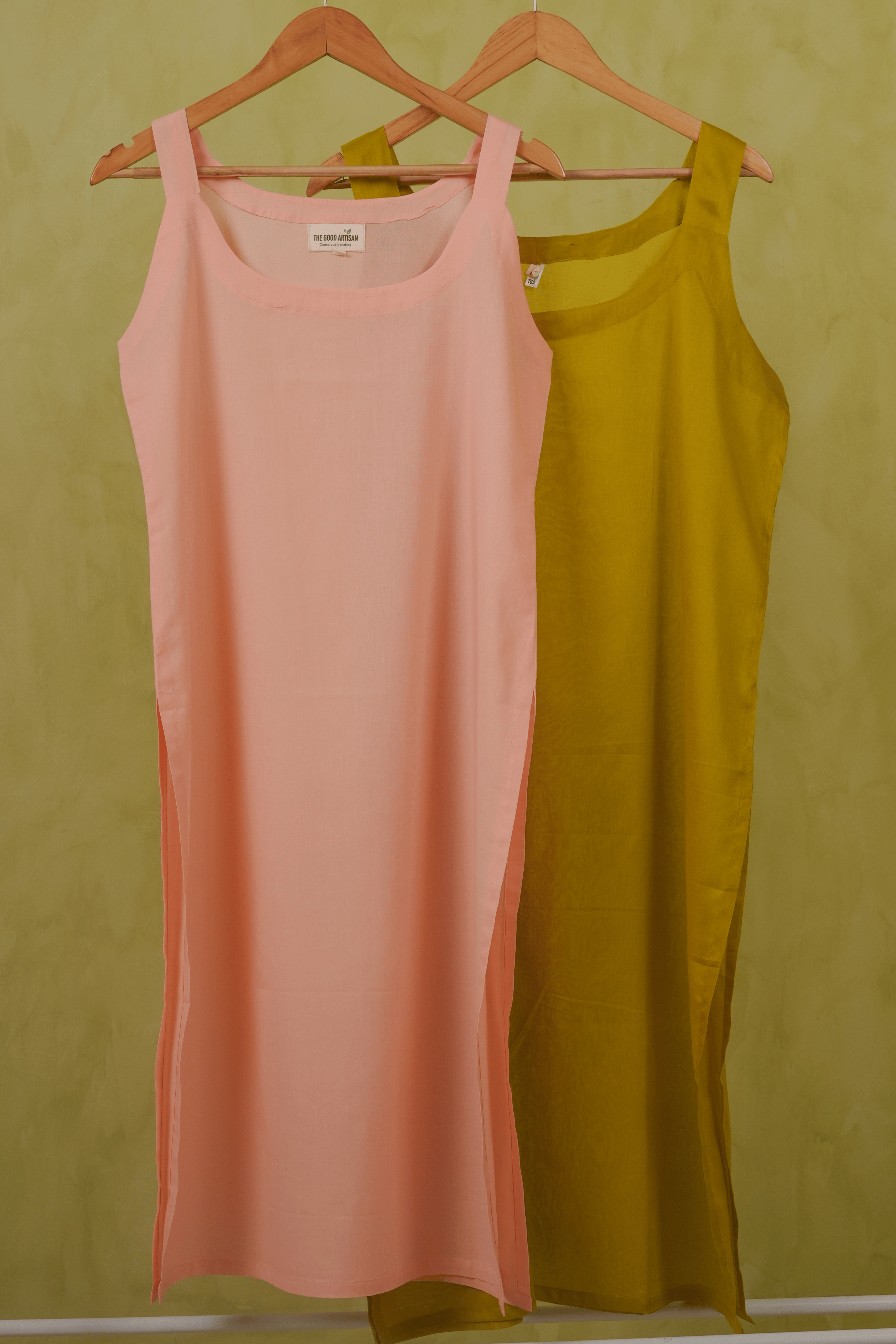 Combo offer- Peach Cotton and Henna Green Voile Slip