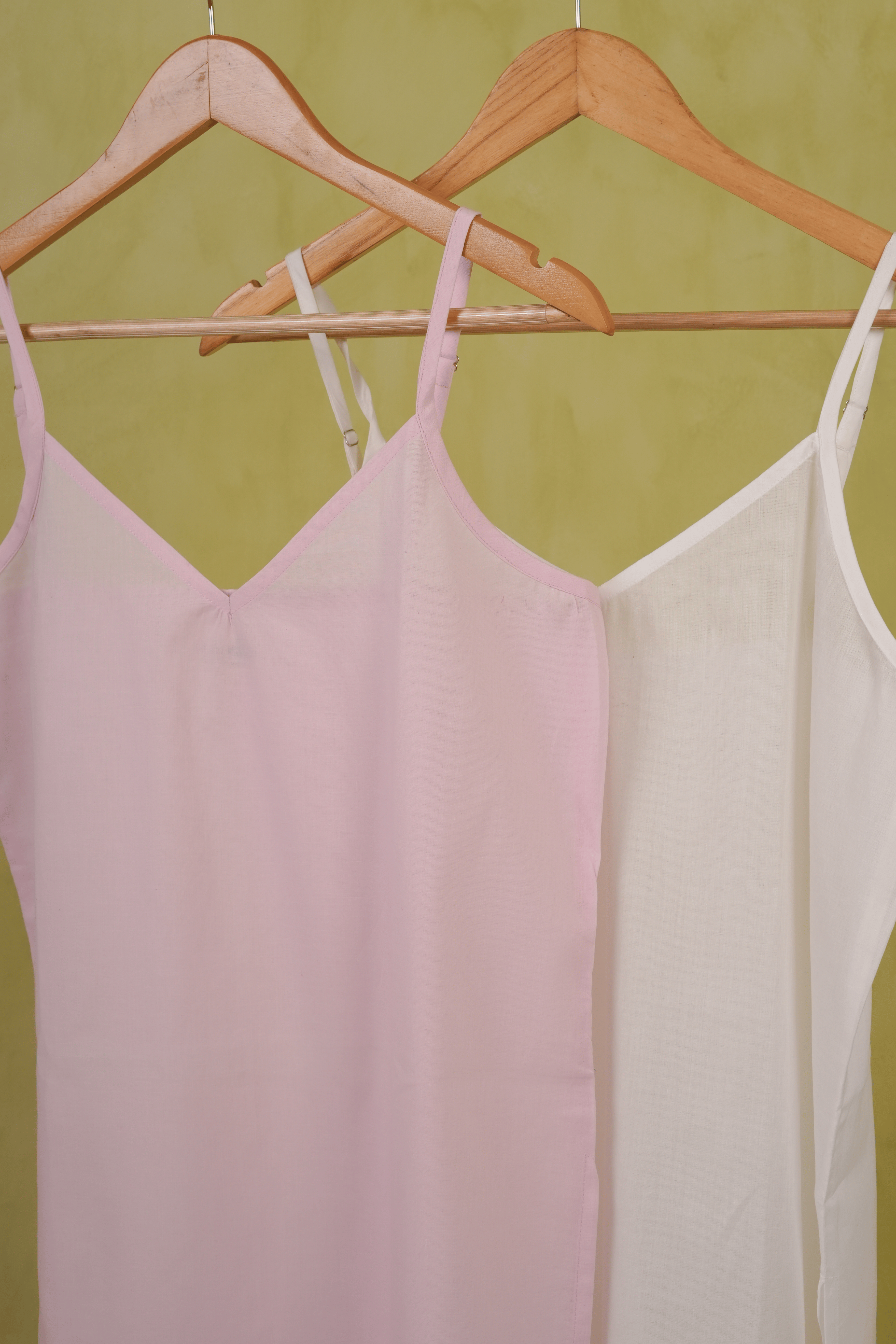 Combo offer - White and Pink Adjustable strap Cotton Slips