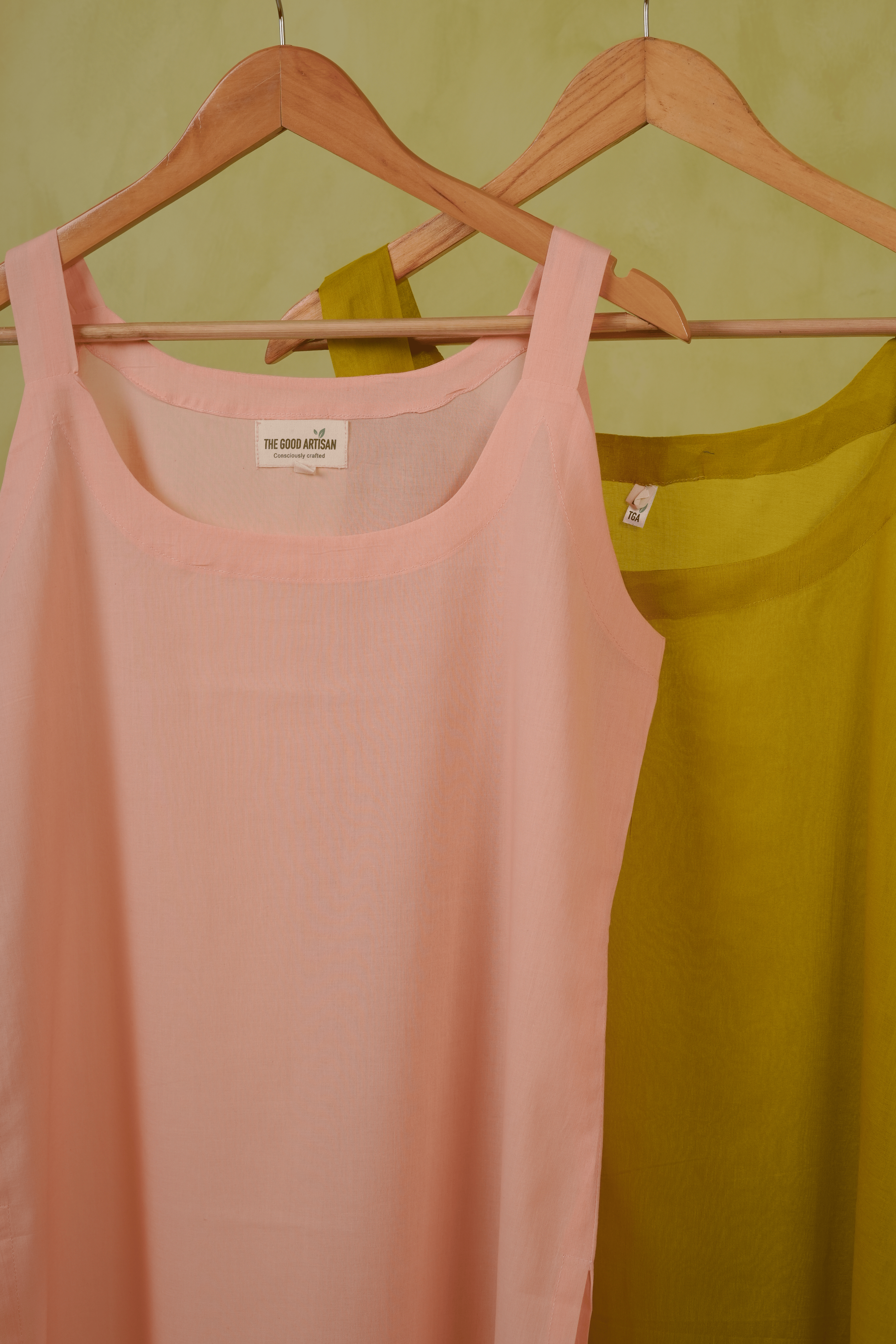 Combo offer- Peach Cotton and Henna Green Voile Slip
