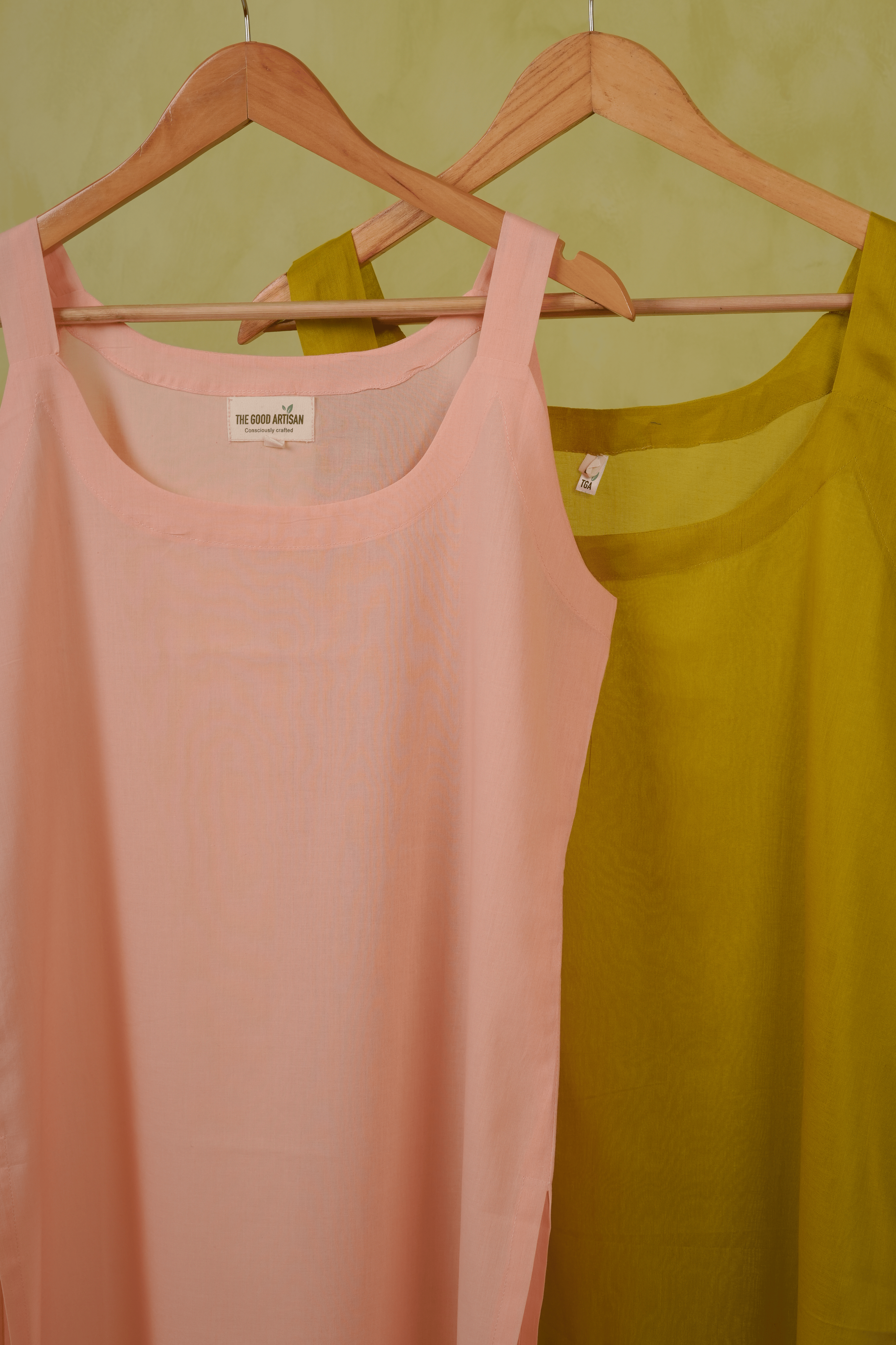Combo offer- Peach Cotton and Henna Green Voile Slip