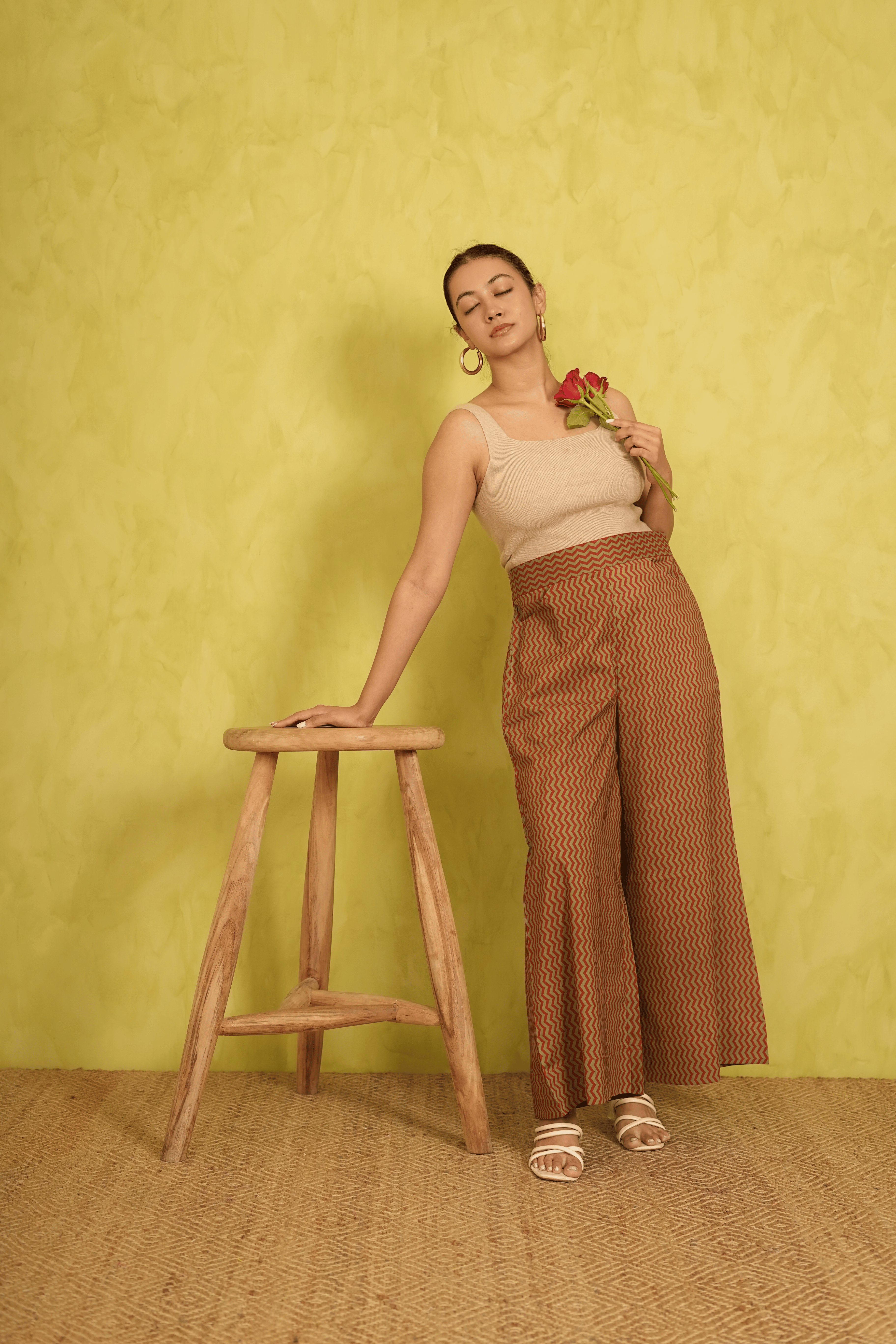 Chevron Printed Cotton Culottes/Pants
