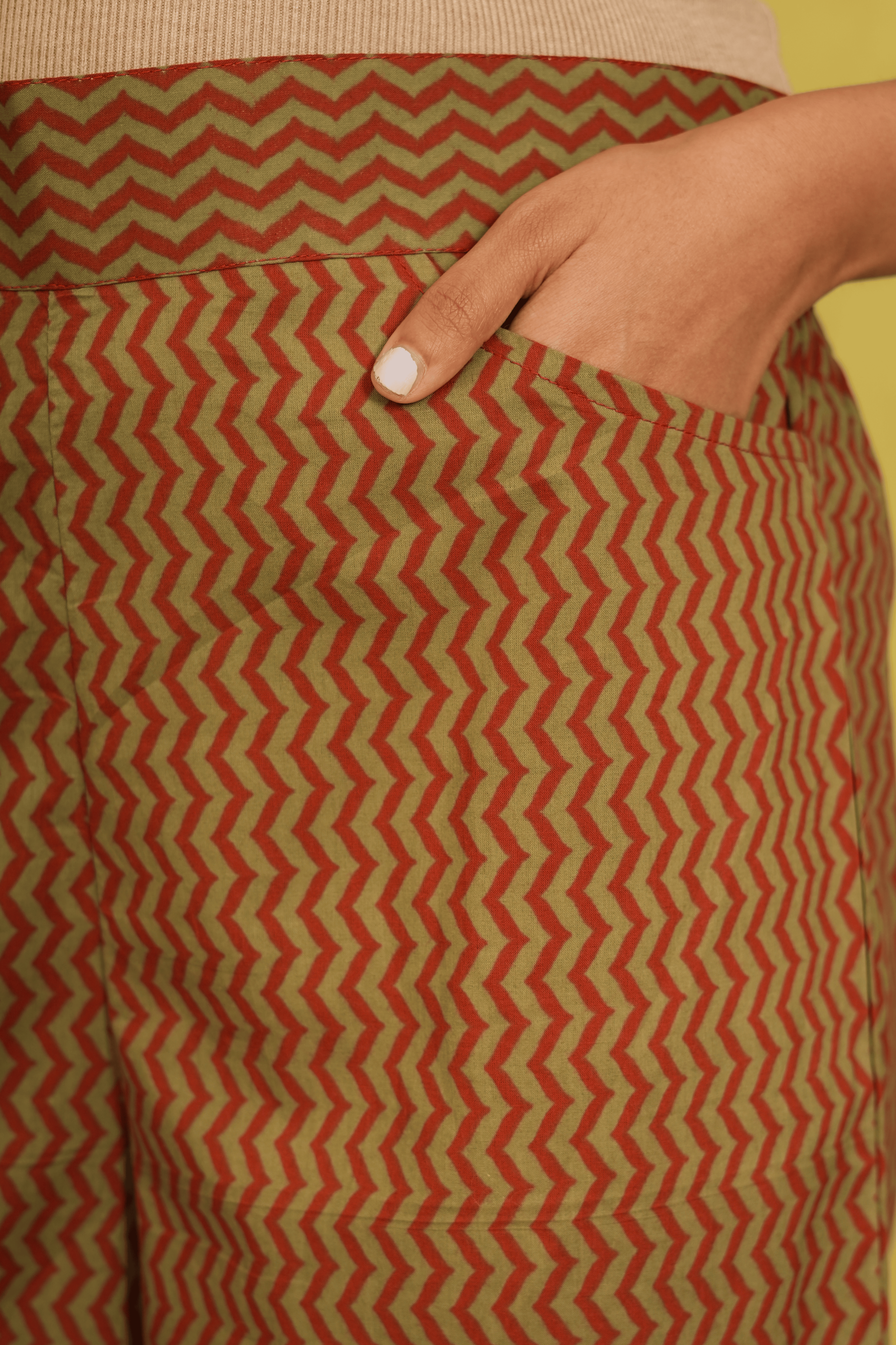 Chevron Printed Cotton Culottes/Pants
