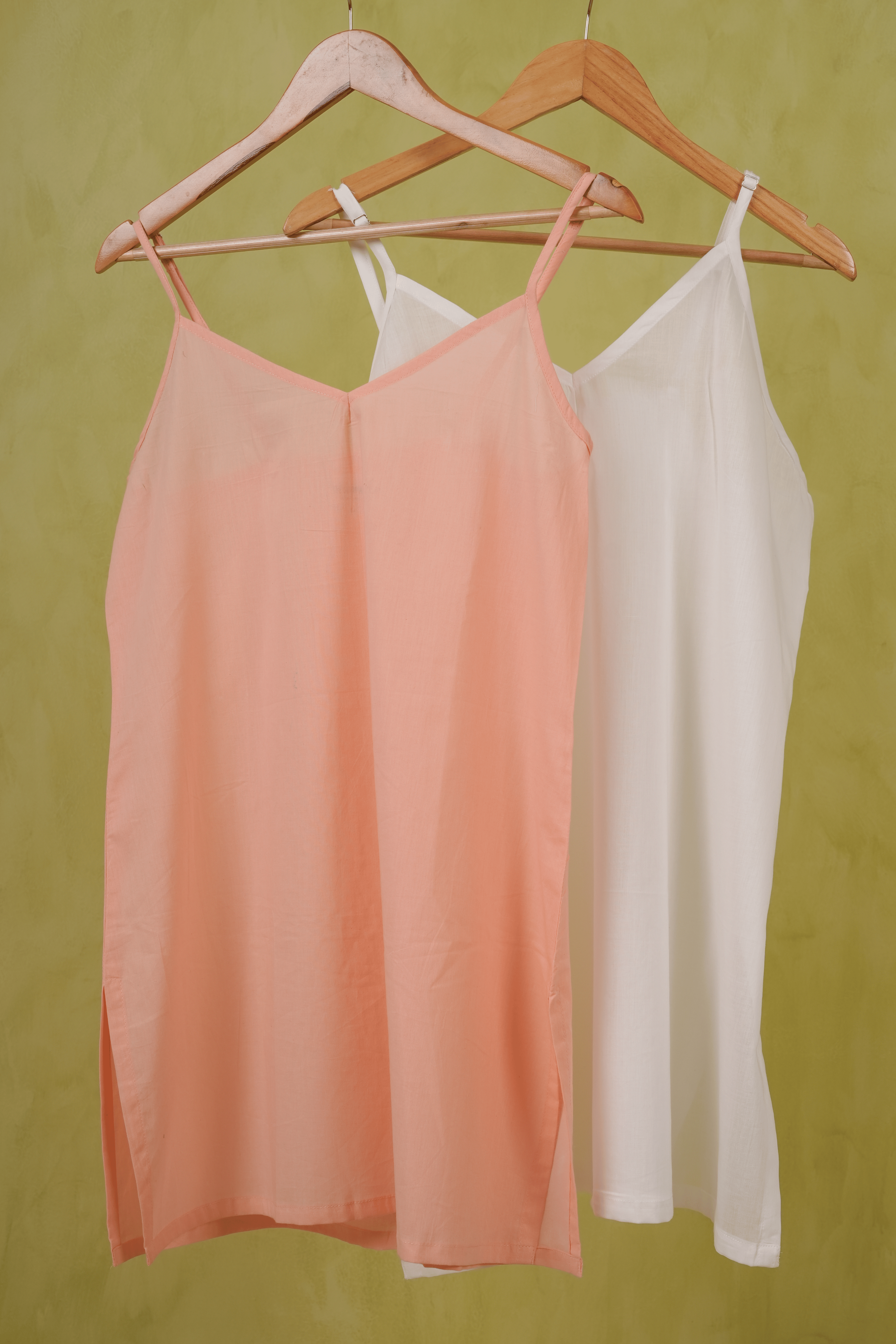 Combo offer- PEACH AND WHITE SLIPS WITH ADJUSTABLE STRAPS