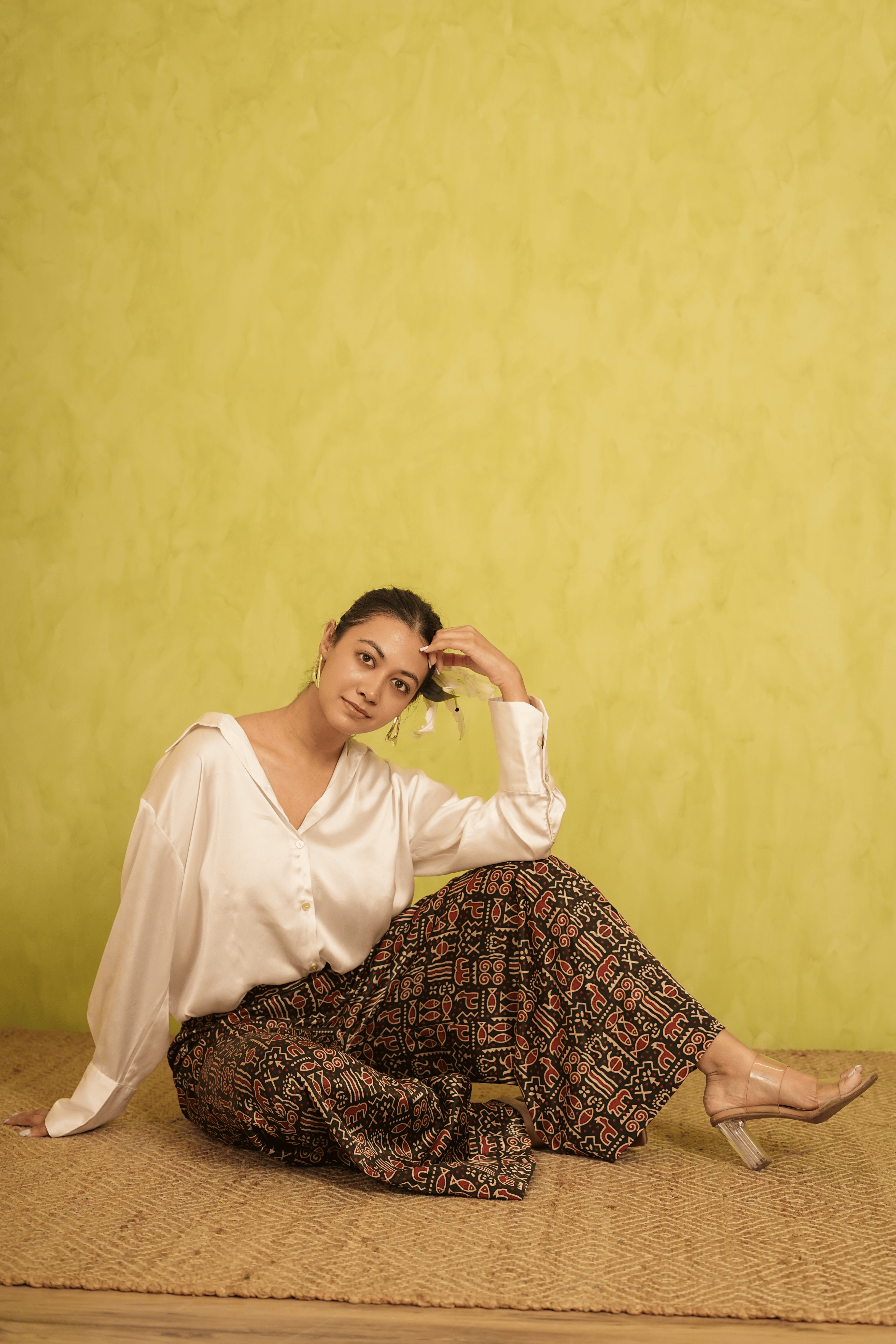 Ajrakh Mashru Silk Culottes in Black and Maroon ( LIMITED EDITION )