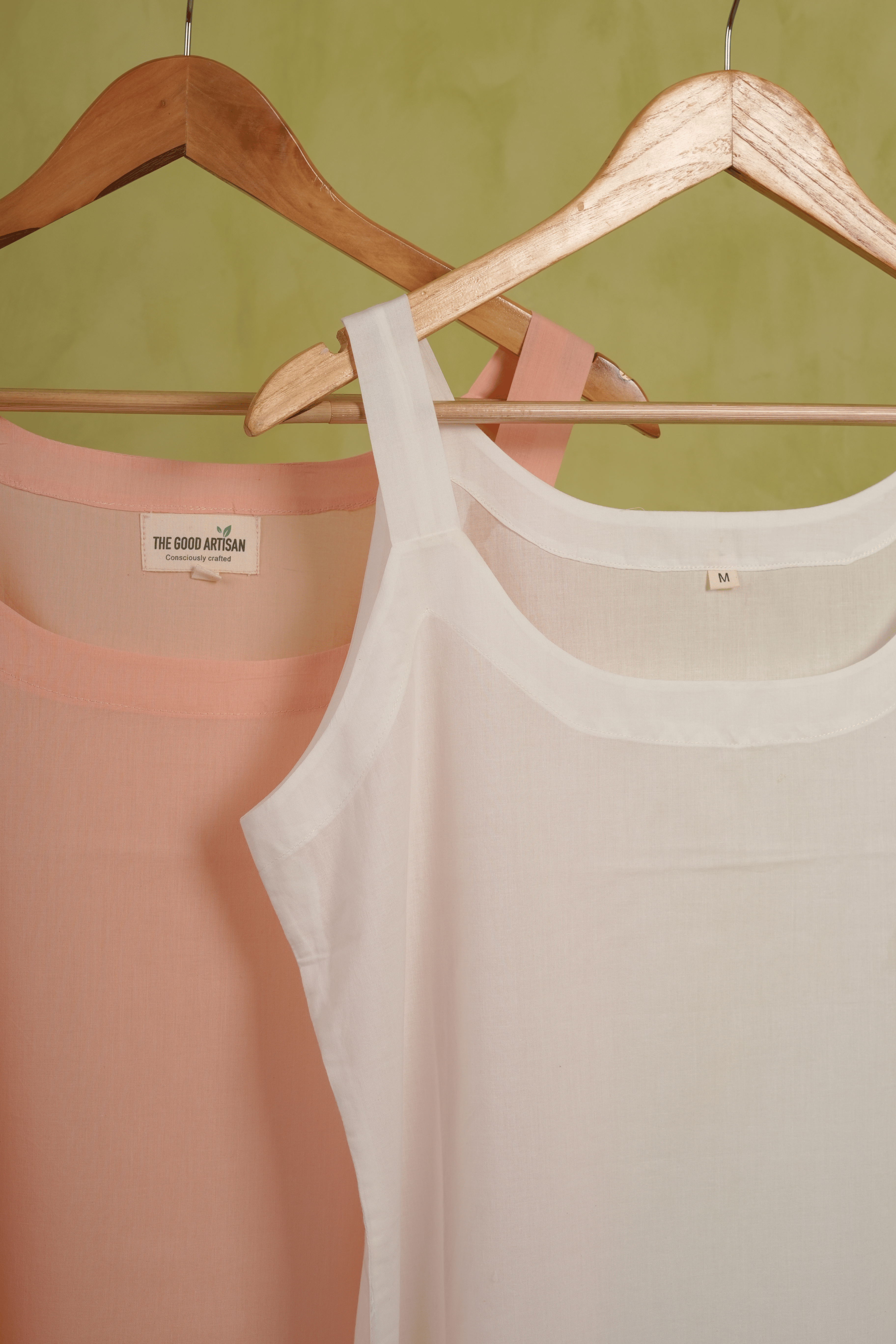Combo offer- PEACH AND WHITE COTTON SLIPS