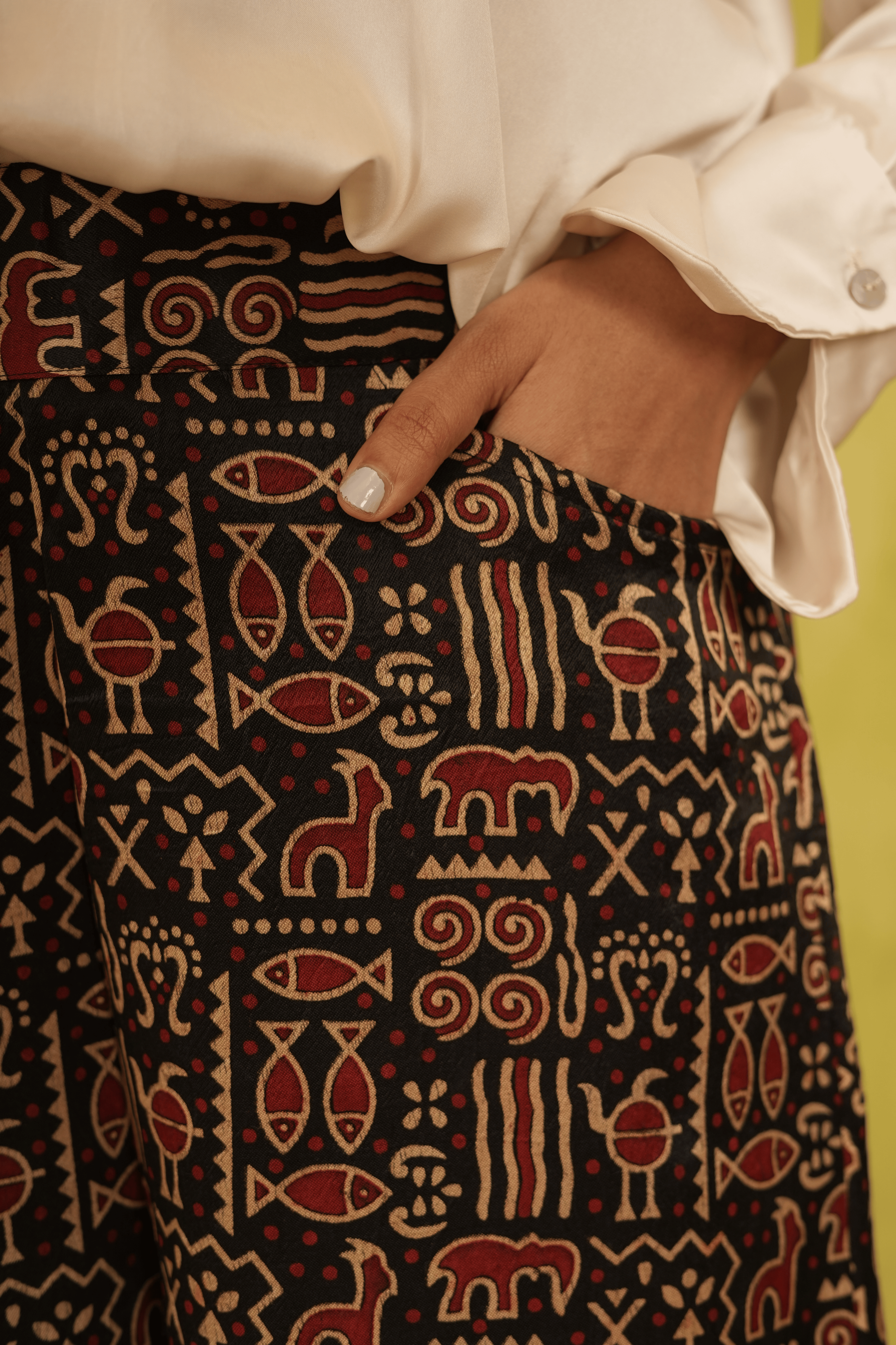 Ajrakh Mashru Silk Culottes in Black and Maroon ( LIMITED EDITION )