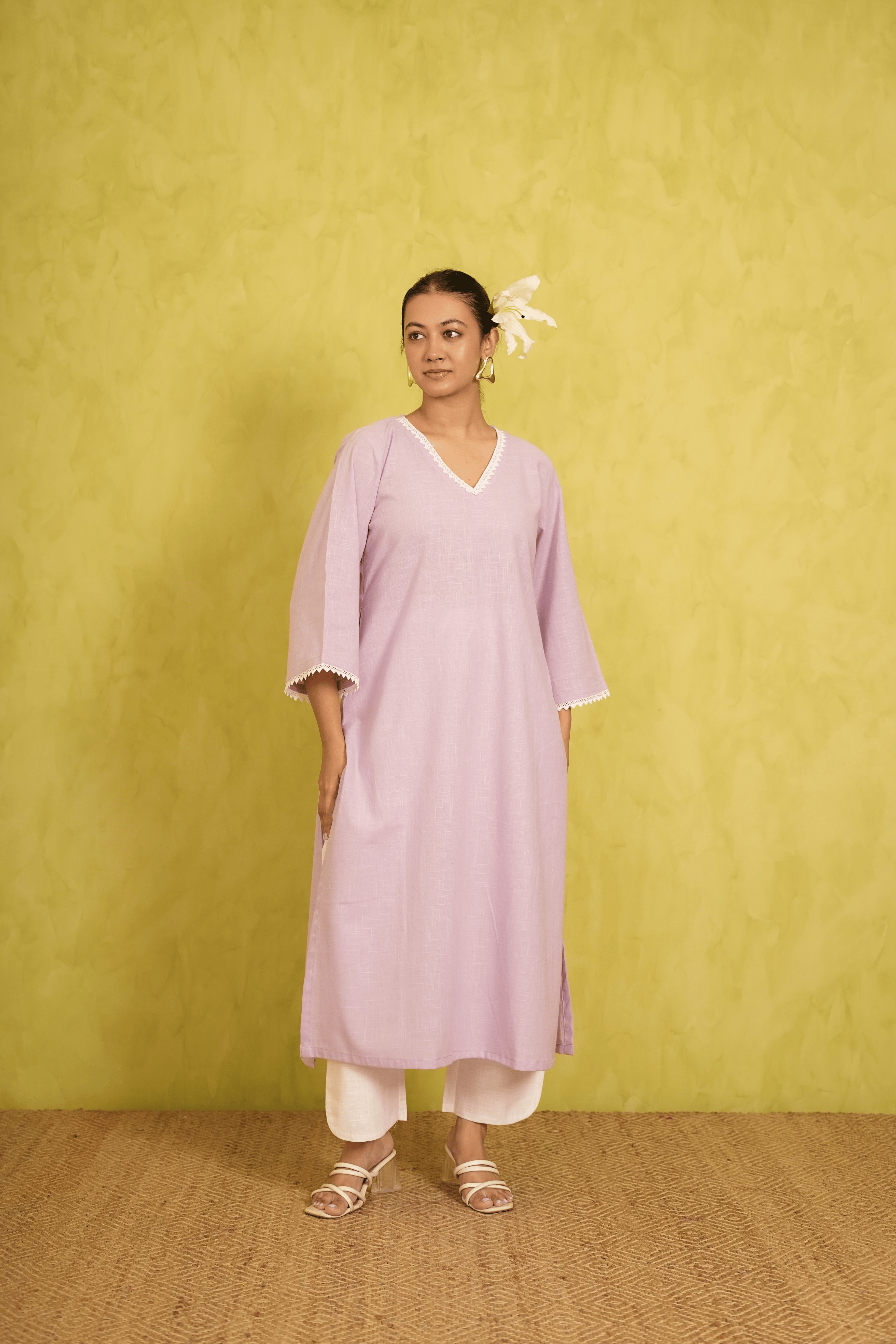Lavender Cotton Slub Kurta