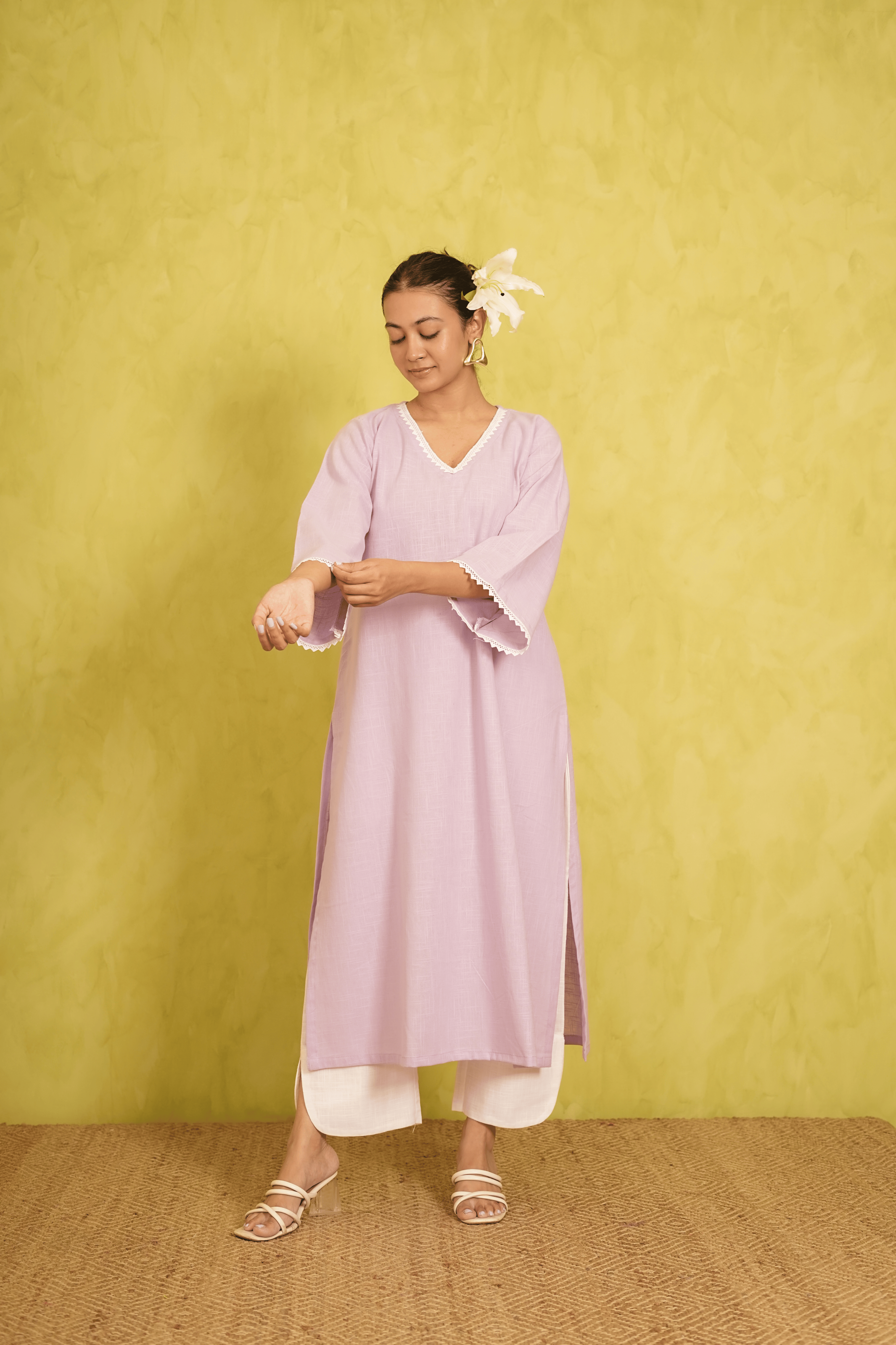 Lavender Cotton Slub Kurta