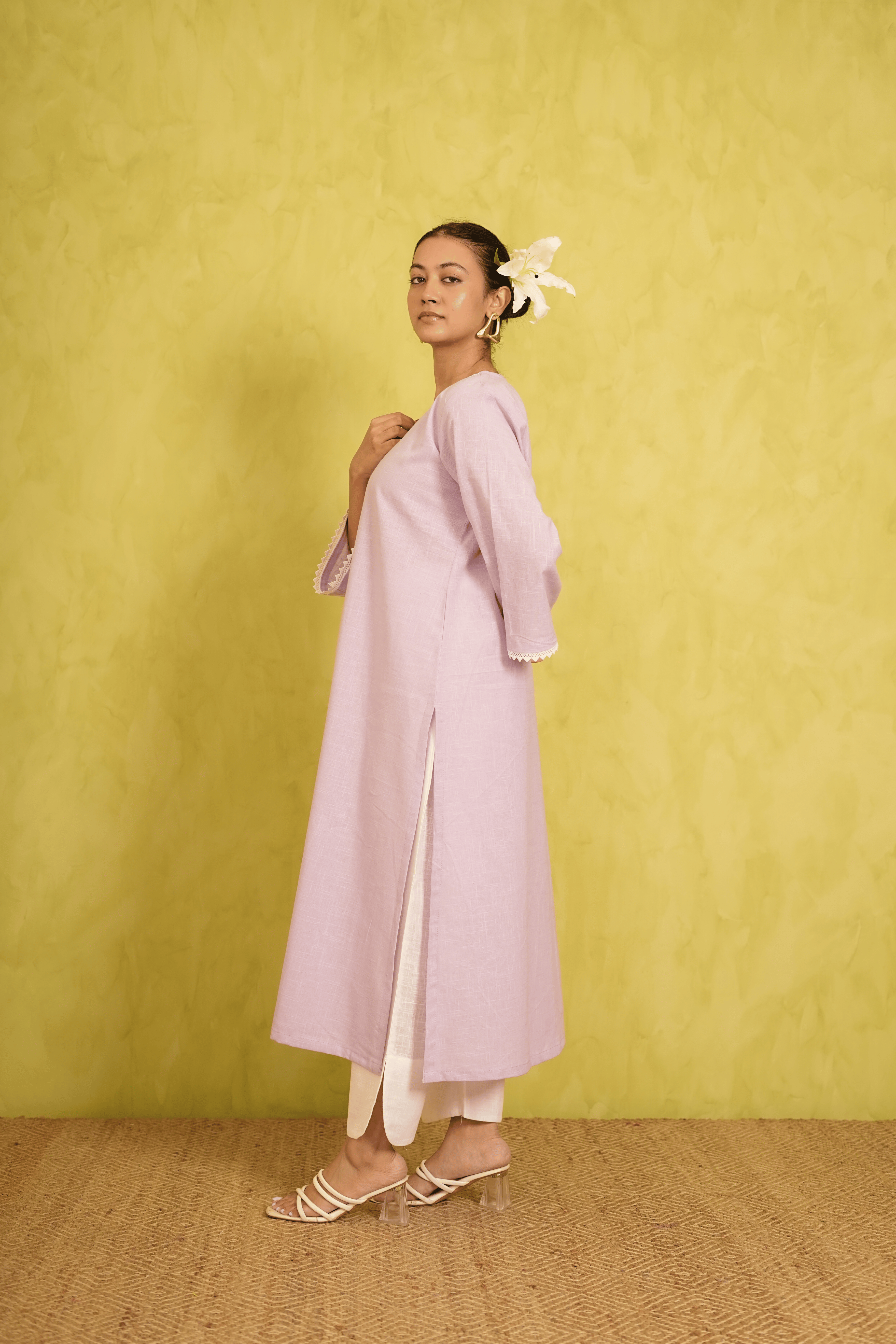 Lavender Cotton Slub Kurta