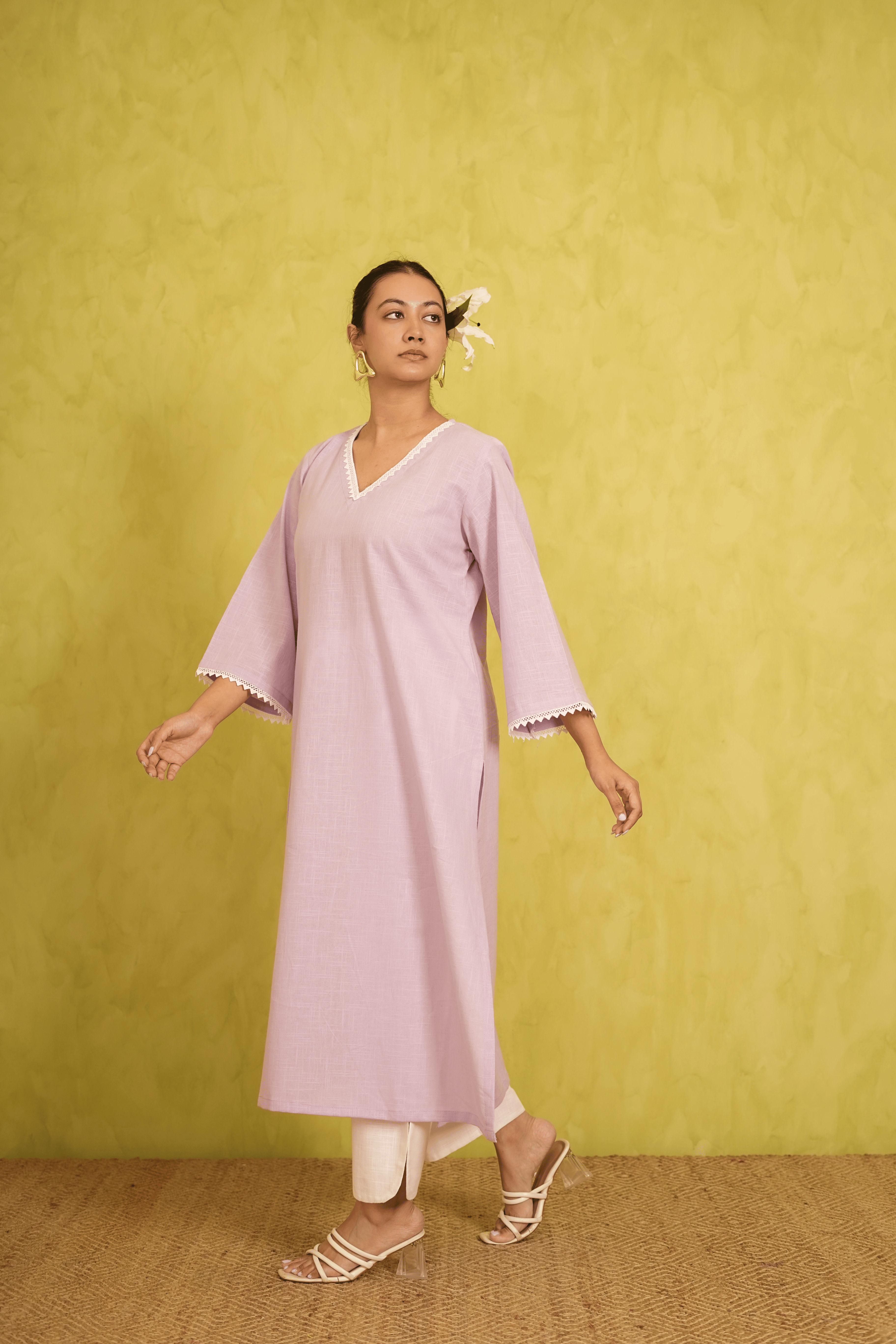 Lavender Cotton Slub Kurta